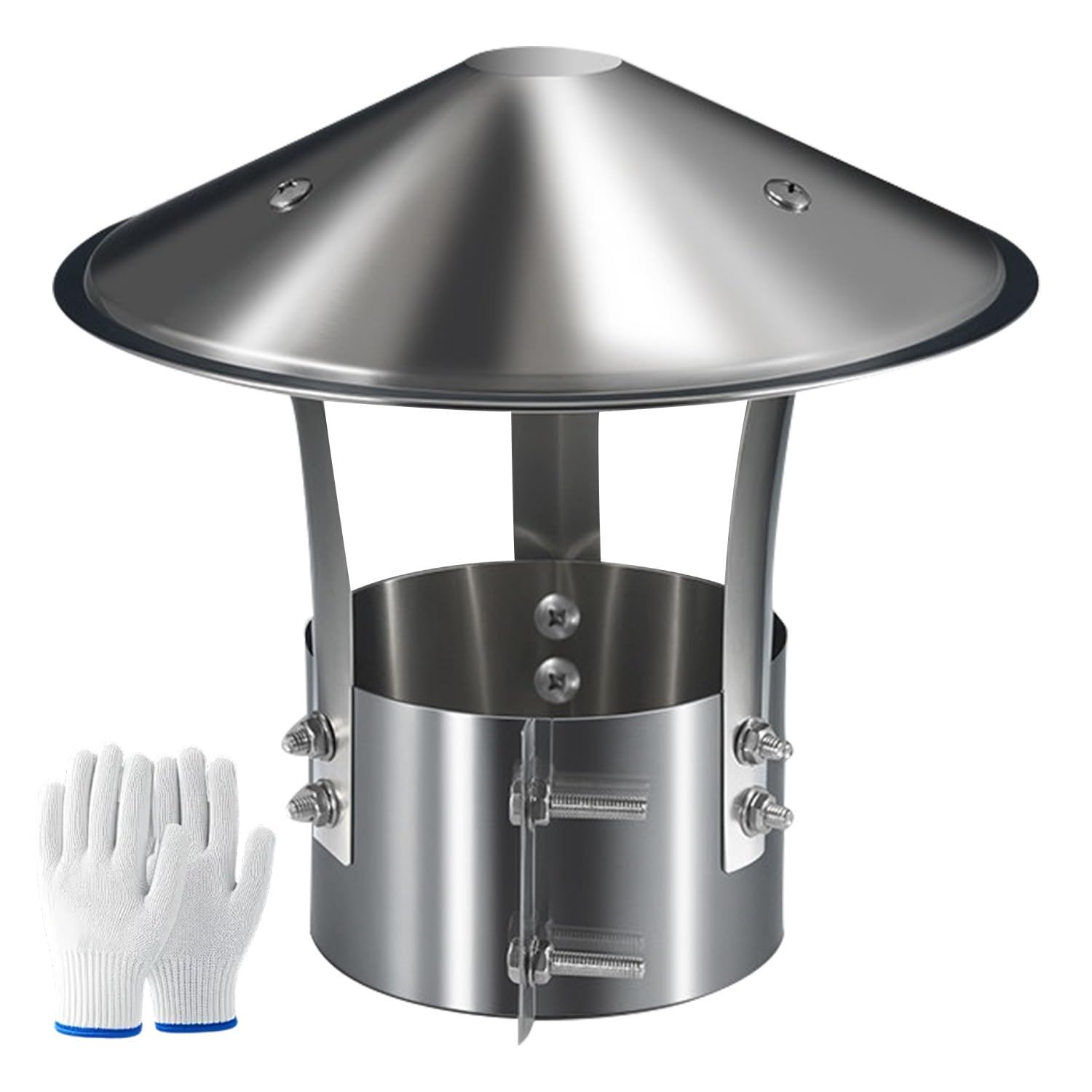 MYXJGNAIY Chimney Cap Stainless Steel Stove Pipe Cap Silver Adjustable and Reinforced Round Chimney Cover, 3inch 5.9inch 8.3inch 12.4inch for Existing Flue Tile Brick Clay(9.1in)