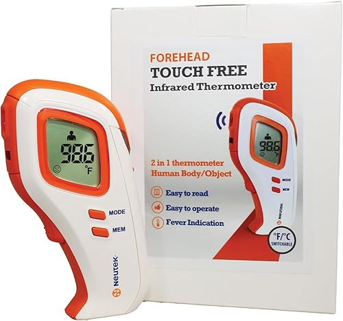 Termómetro infrarrojo sin contacto para la frente | Sin contacto | Mediciones corporales y de objetos | Resultados instantáneos | Indicador de fiebre
