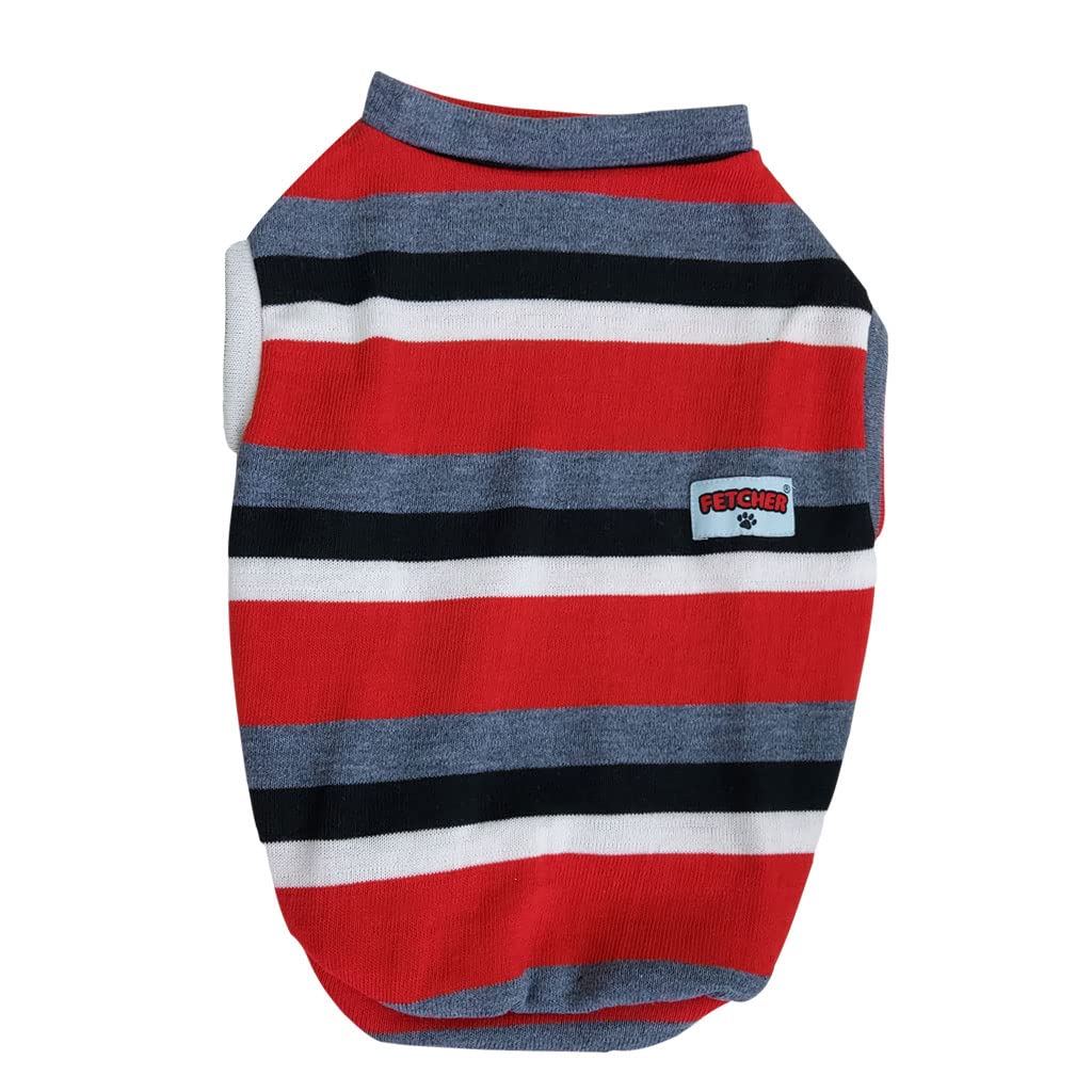 FETCHER Red Black Striped Premium Dog, Puppy, Kitten and Cat Warm T-Shirt | Sweater for Small Breeds (20" X-Large) (B09KVC9XRS) Amazon Price History, Amazon Price Tracker