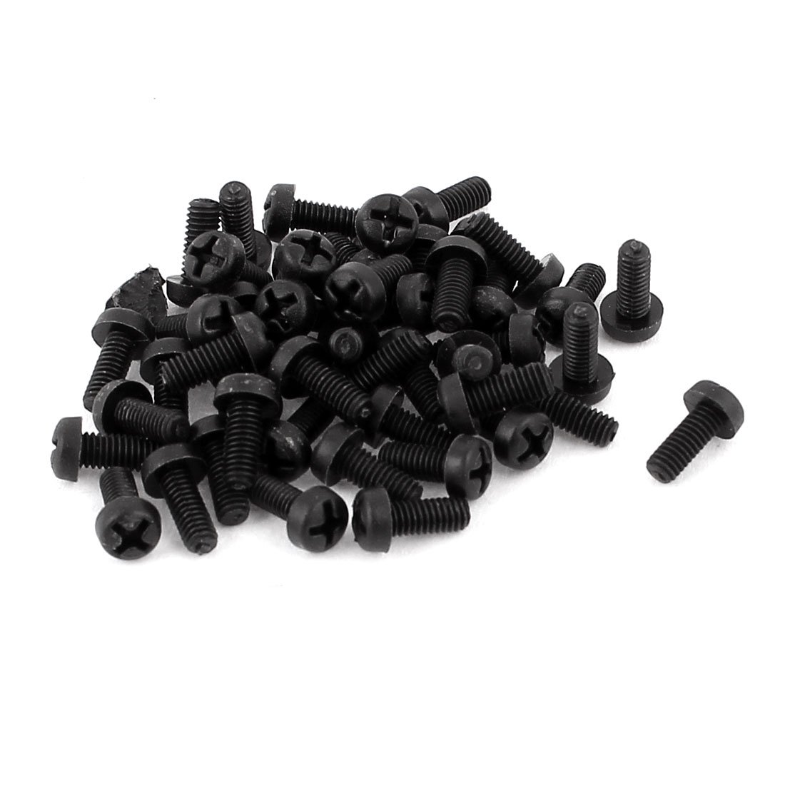 Sourcingmap M2.5 x 6mm Nylon Phillips Cross Pan Head Machine Screws Black 50 PCS