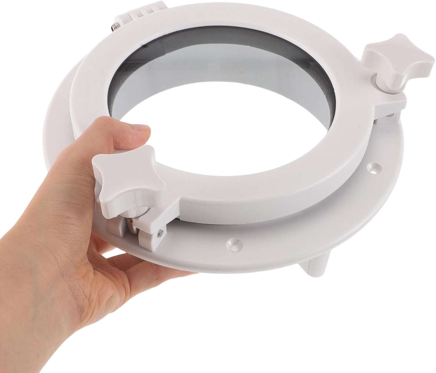 VALICLUD Marine Boat Round Porthole Window 8.45in White Small (215mm) Yacht Replacement Hatch Rv Portlight for Nautical Vessel Exterior