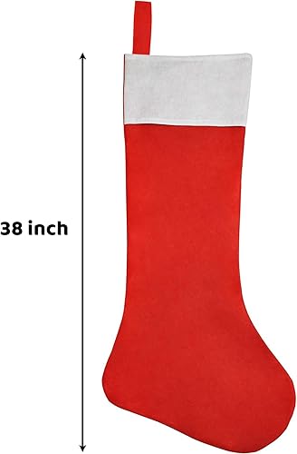 Miniatura 3 de JOYIN Calcetines de Navidad jumbo de 38 pulgadas, medias de Navidad extragrandes personalizadas, fieltro gigante suave rojo decoración de Navidad