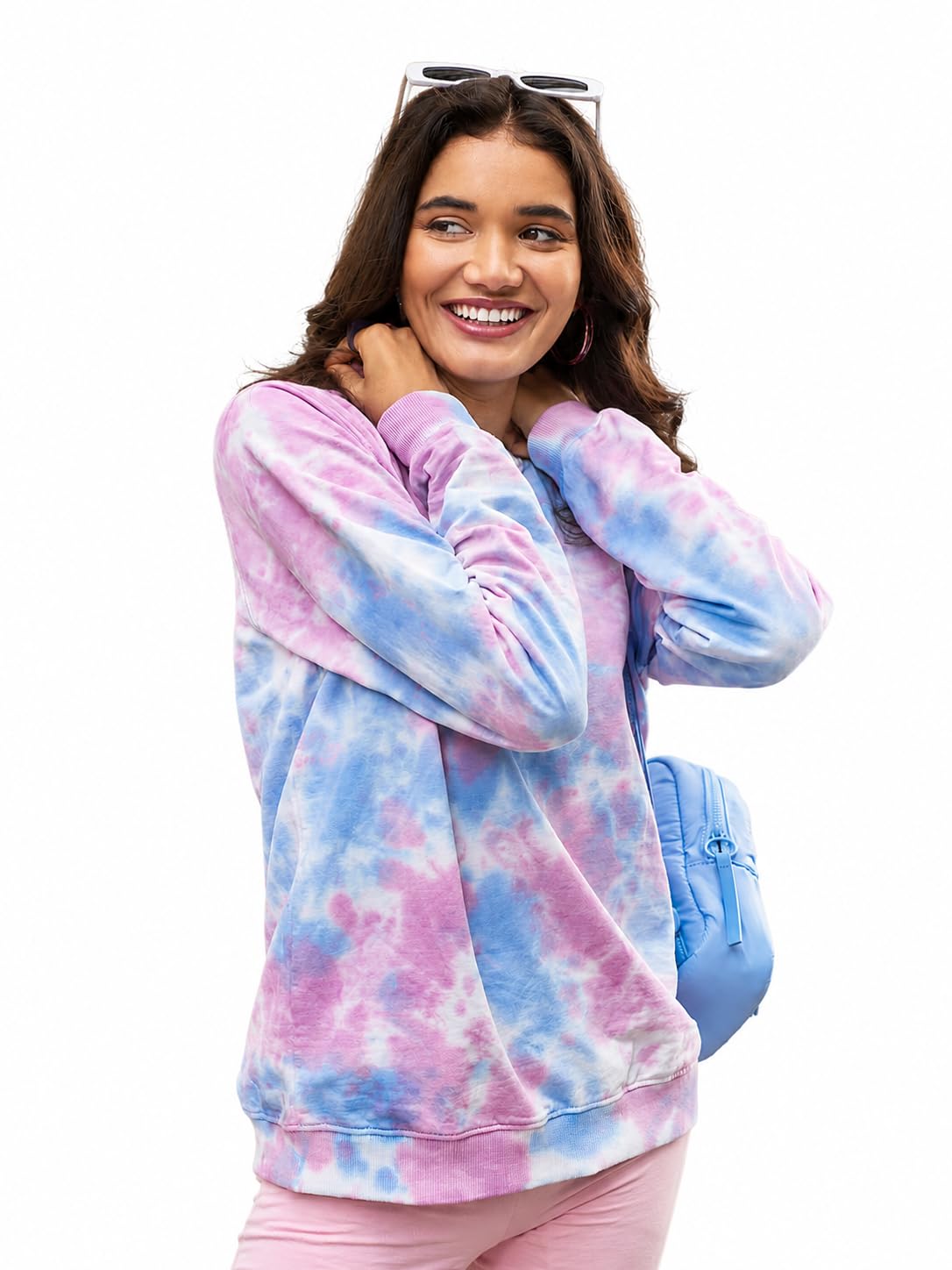 the souled store Women Tie Dye: Rainbow Multicolored Solid Sweatshirt-picture-11