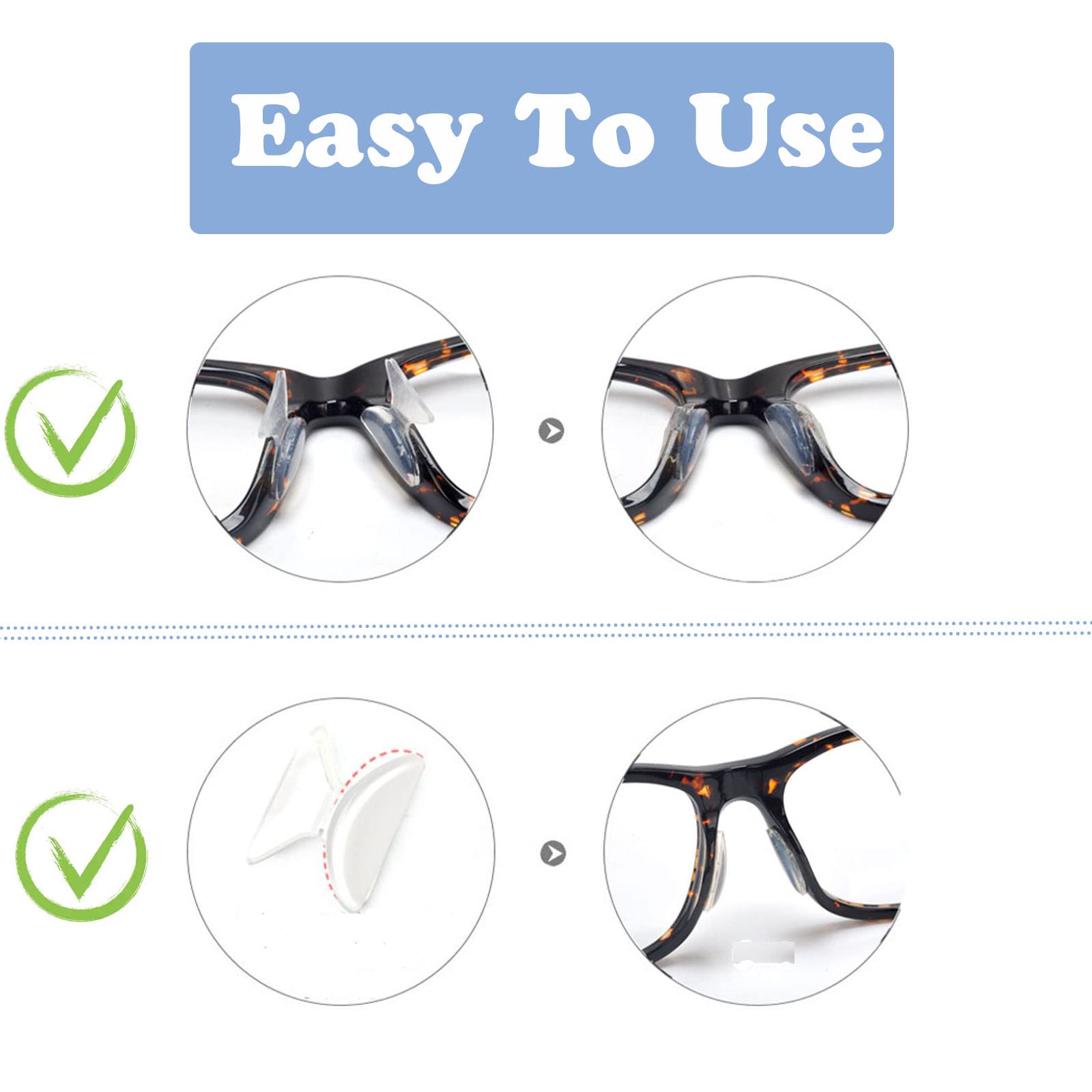 OPUGIT Naselli Adesivi In Silicone Morbido Per Occhiali - 10 Paia, Spessore 2 Mm, Antiscivolo, Colore Nero - 2