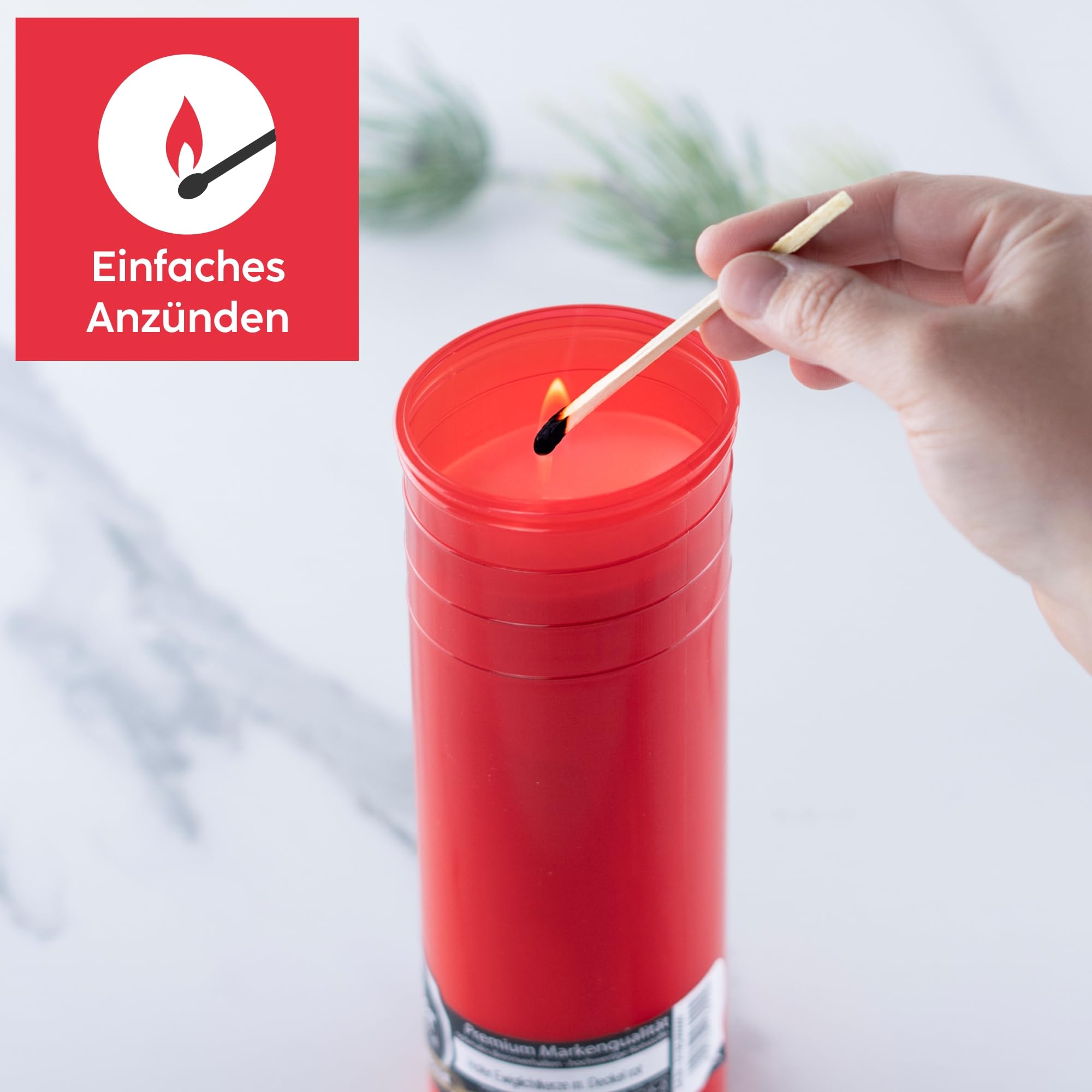 Juego de 12 velas grandes con tapa [rojo] de 120 a 140 horas de combustión, velas de luto con tapa, vela de cementerio, velas para decoración de tumbas y adornos para tumbas