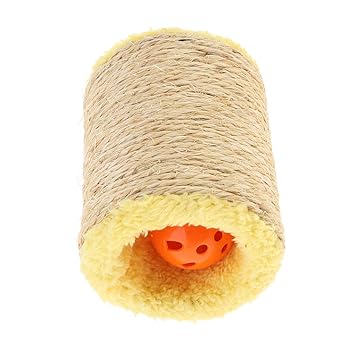 GIANTE Pet Cat Sisal Scratch Post Small Hollow Scratch Roller with Bell Ball Yellow