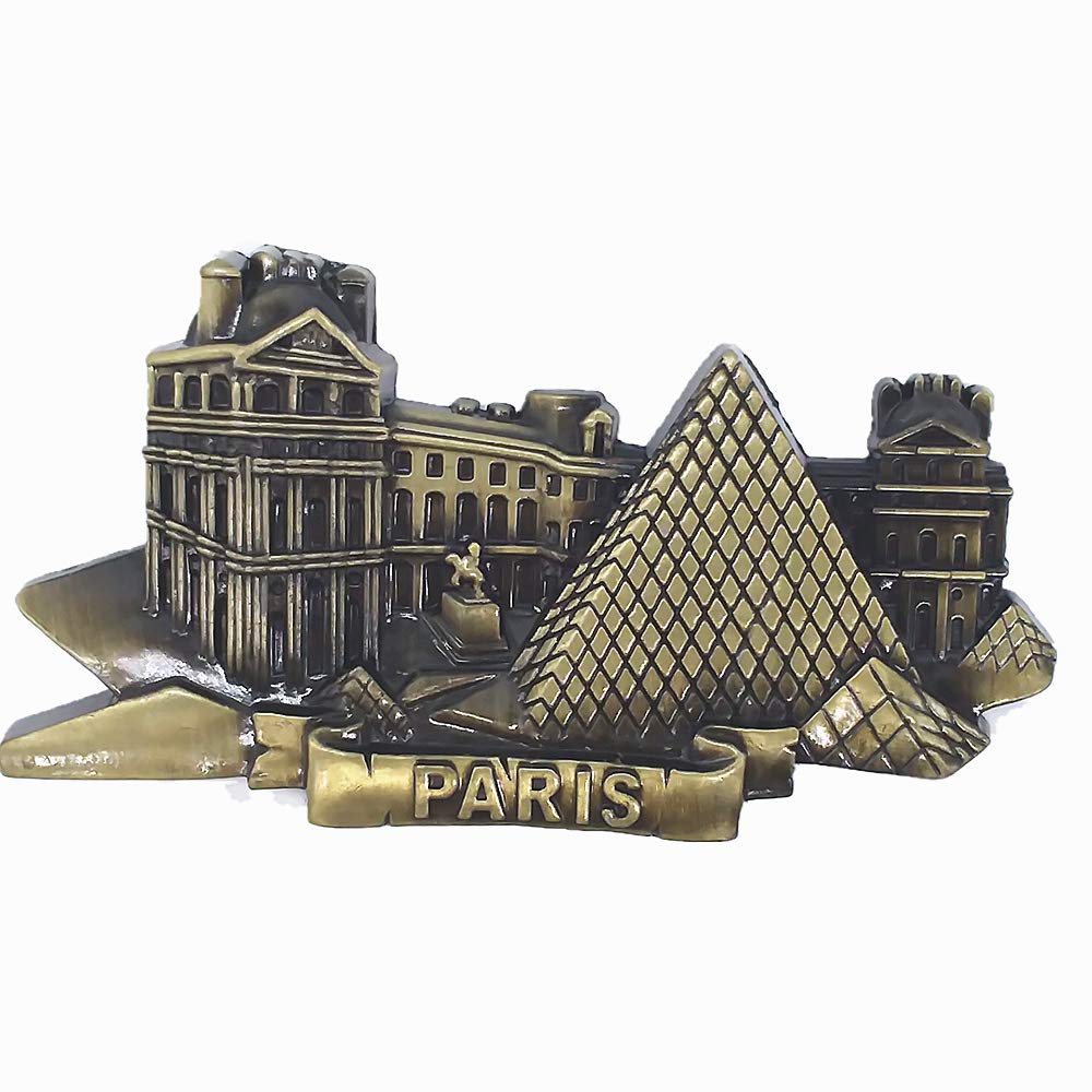 Magnete Da Frigorifero 3D Louvre Parigi Francia - Souvenir Da Viaggio In Metallo - 7 X 5 Cm