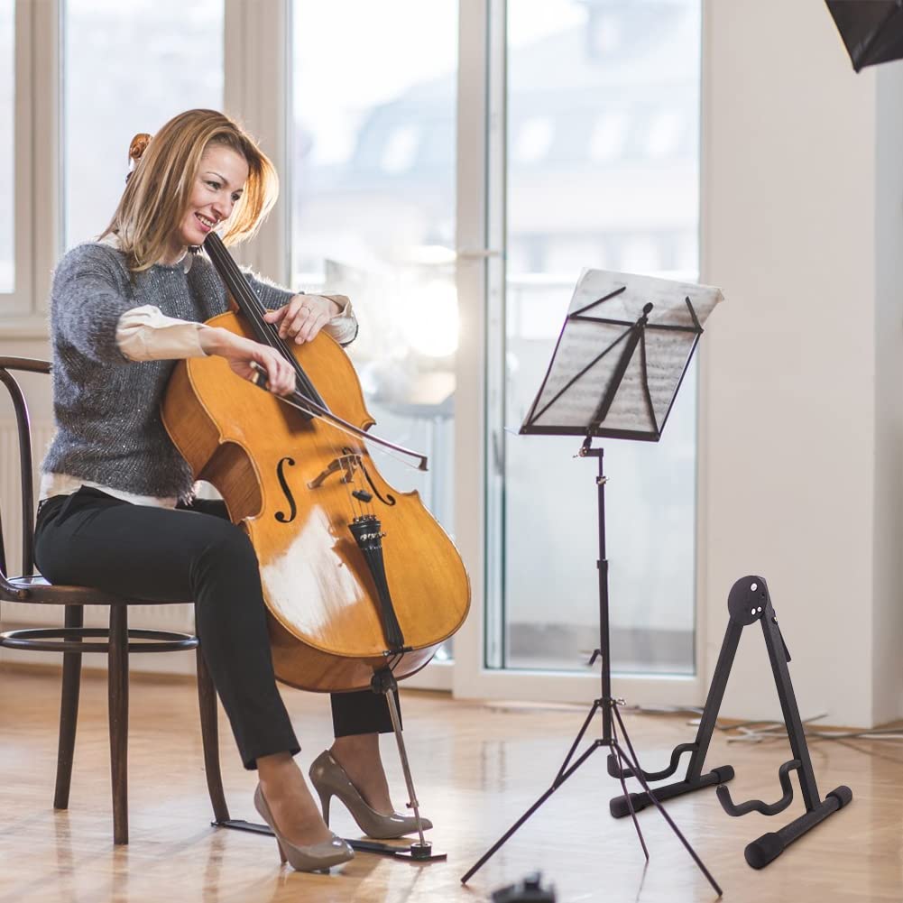 Wakects Soporte Universal para Violonchelo de Acero, Portátil con Almohadilla de Espuma, Accesorio para Instrumento Musical, 35.6 x 30.5 x 39.9 cm