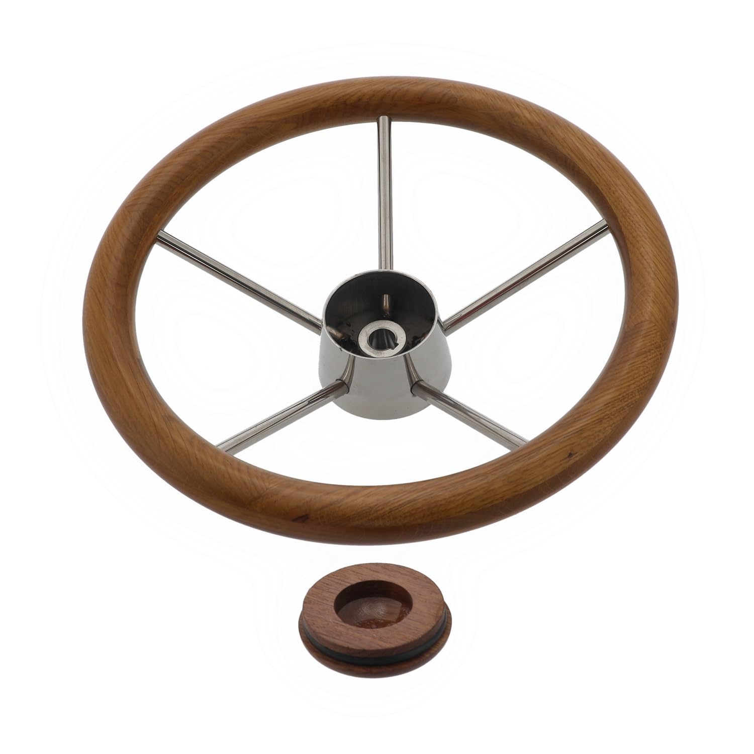 Steuerrad Bootslenkrad Lenkrad, 355 mm, 5 Speichen, Edelstahl/Teak
