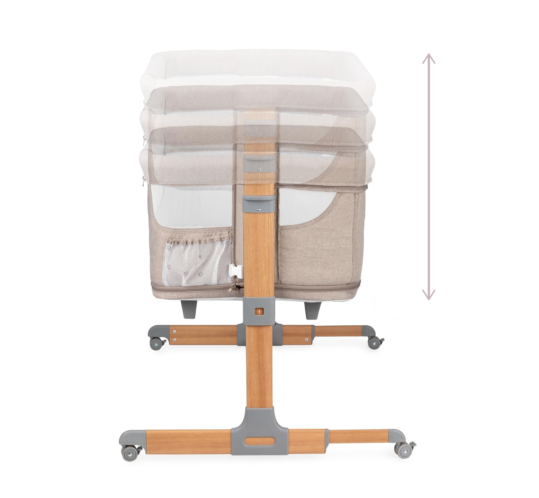 Momi Lettino multifunzione SMART BED 4-in-1, lettino co-sleeping e box, per bambini fino a 15 kg di peso, con altezza regolabile a 5 livelli, con materassino, cinghie di fissaggio e rotelle