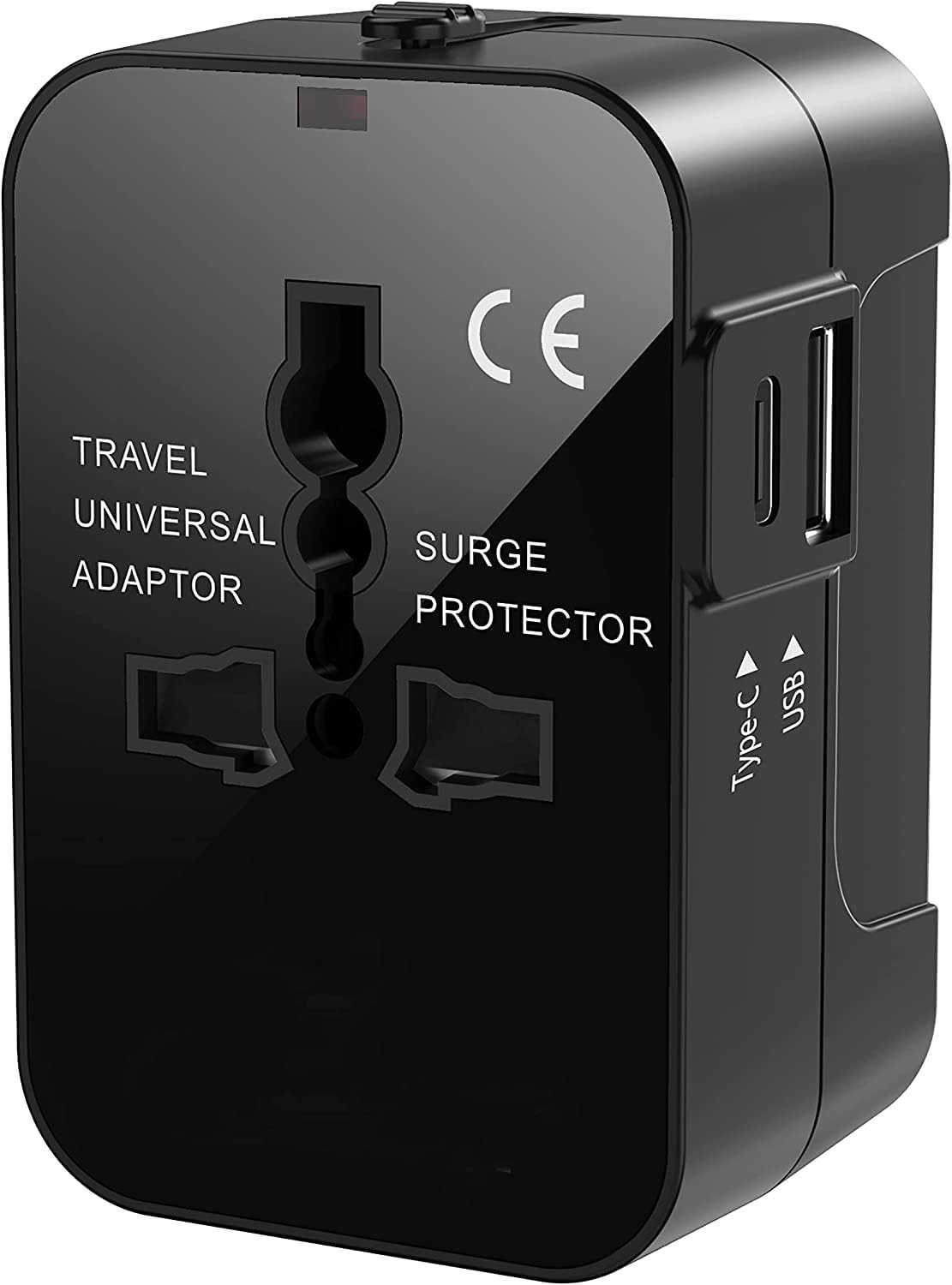 Universal Travel Adapter with Fast Charging | Dual Ports (USB + Type-C), All-in-One International Worldwide Travel Charger for 150+ Countries (Black)-image-25