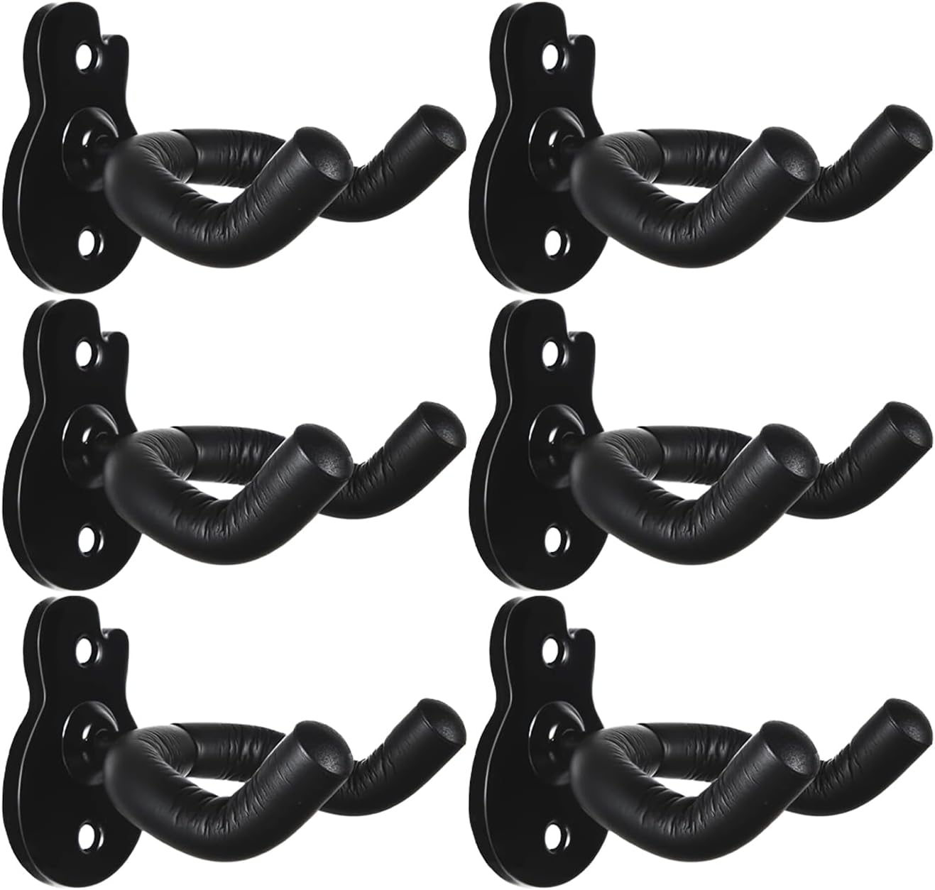 LALAOKS 12Pack Guitar Hanger Bulk Wall Mount Metal Guitar Hook Holder for Acoustic Electric Bass Guitar Ukulele Banjo Mandolin Black
