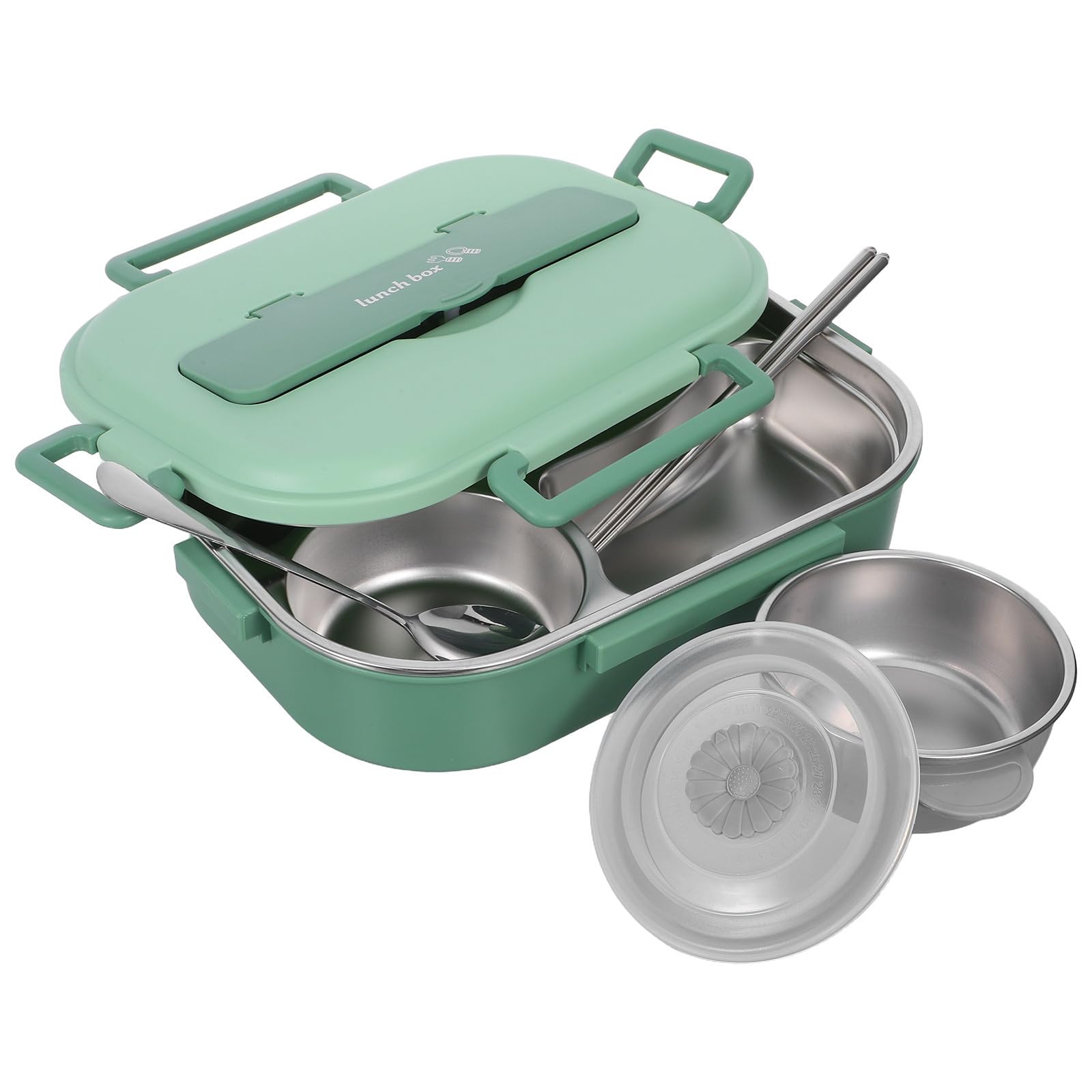 TOPBATHY Boîte à Déjeuner Bento 1500ml en Acier Inoxydable 4 Compartiments