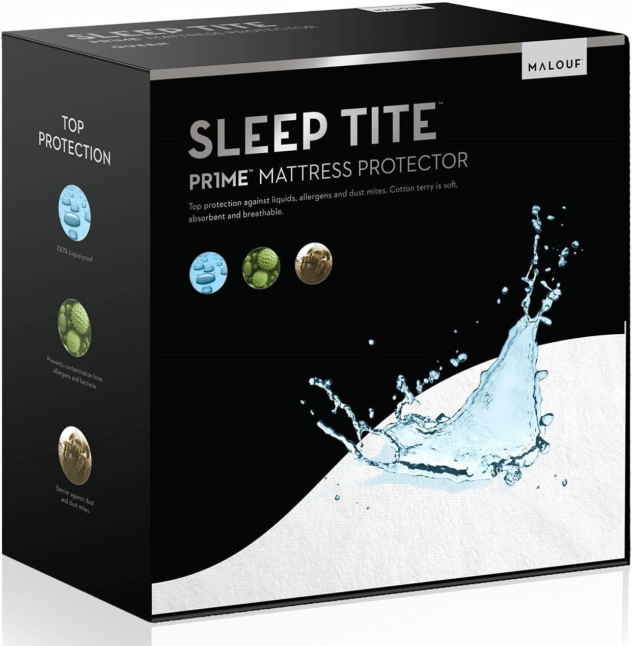 SLEEP TITE Hypoallergenic 100% Waterproof Mattress Protector - 15-Year U.S. Warranty - Vinyl Free - Queen