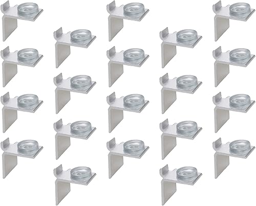 20 clips para estantes, soportes de metal para estantes de cocina, librería, zapato, color plateado