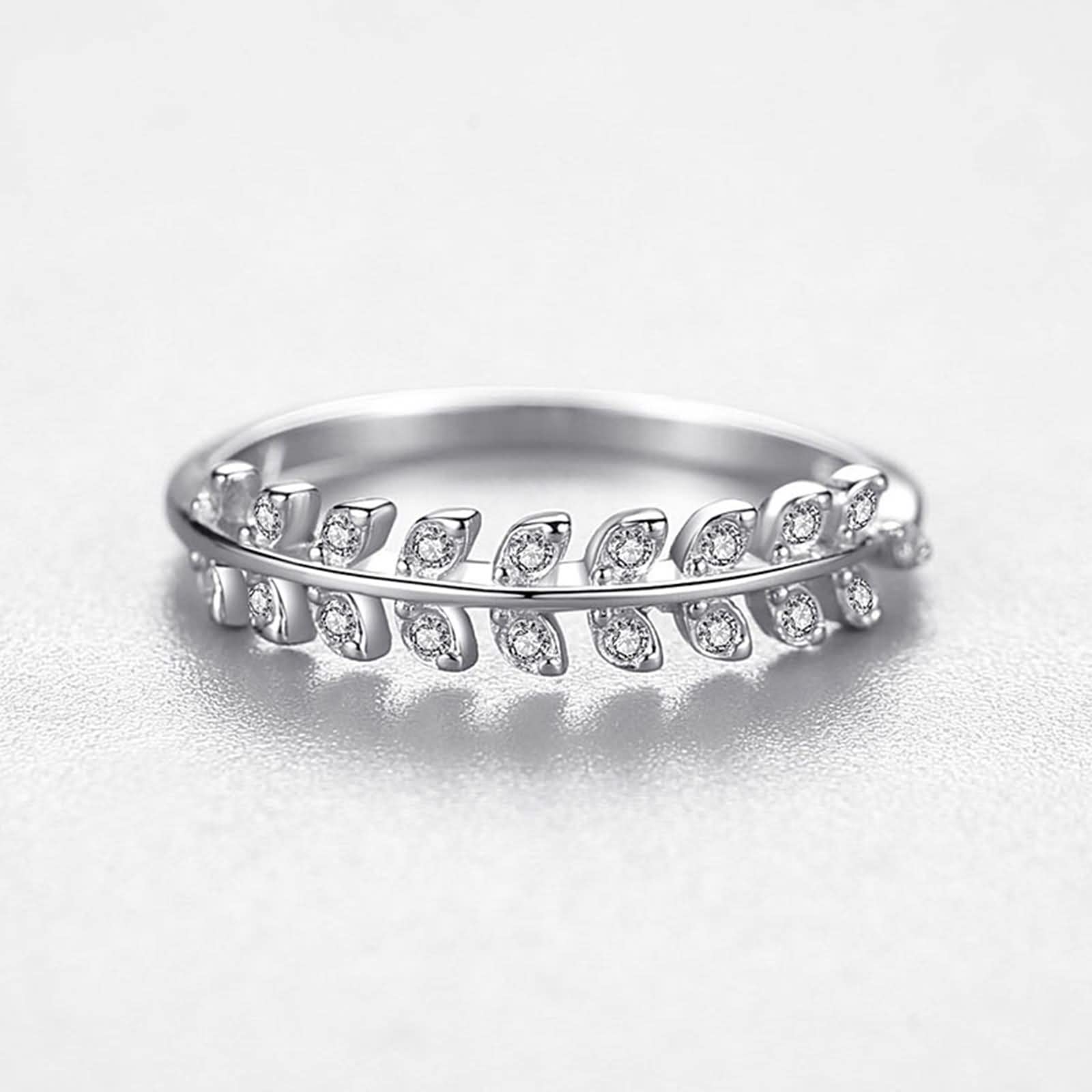 Anelli da promessa da donna, anelli di gioielli per donna Anello con strass a foglia in argento con strass