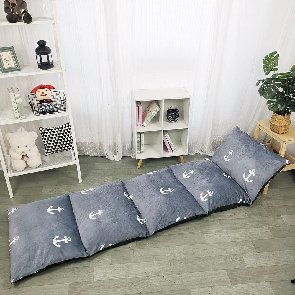 ICOPUCA Floor Lounger Pillow casing for boy Girl, Soft Minky Plush, Anchor Print, Cover/Sleeve Only! Perfect Reading and Watching TV Cushion - Excellent for Sleepovers, Queen Size;