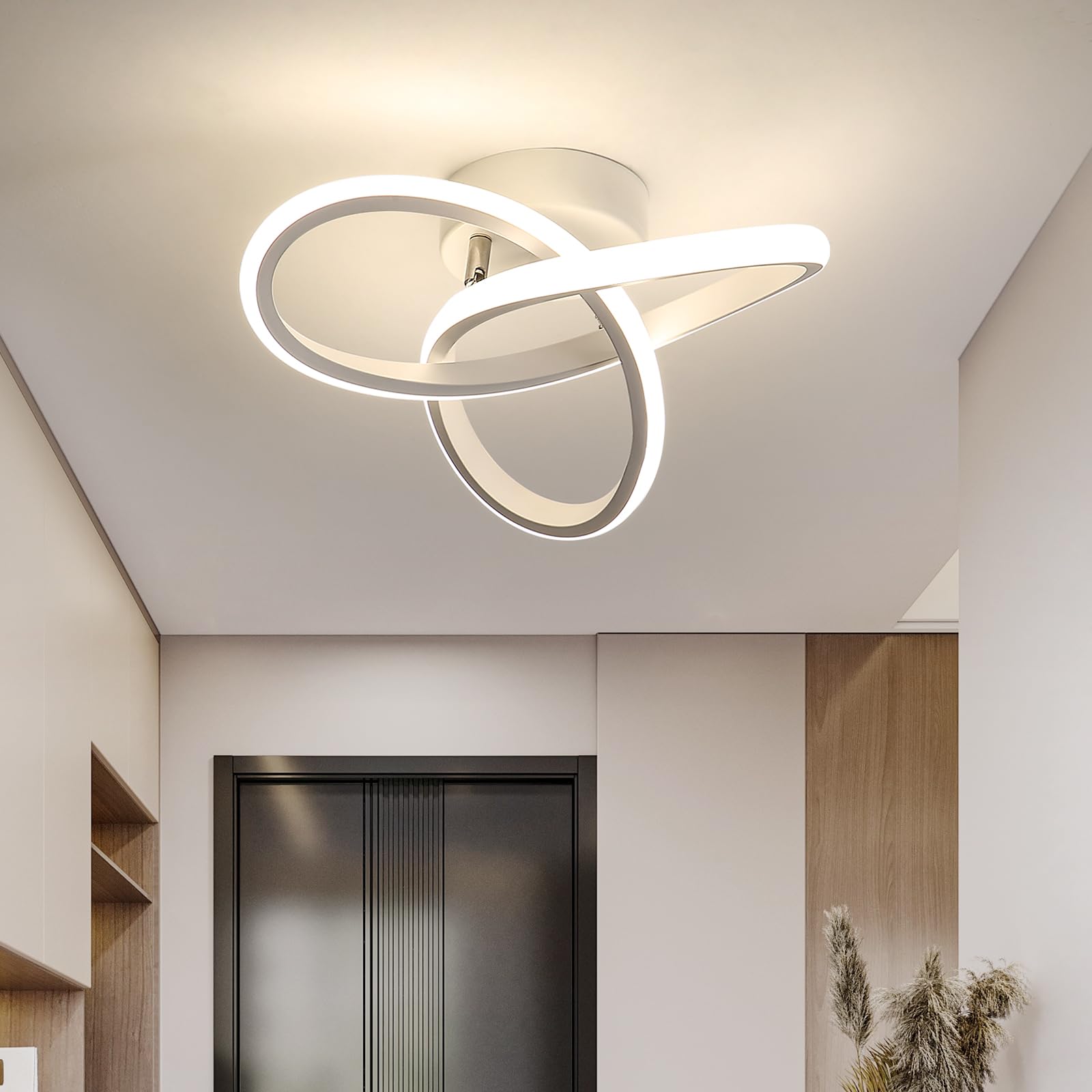 Toolight Plafoniera LED Moderna, 22W 2475LM Lampada da Soffitto in Acrilico Design Fiore, Lampadario LED Bianco per Cucina Corridoio Camera da Letto Soggiorno, Bianco Naturale 4500K, Dia 25cm
