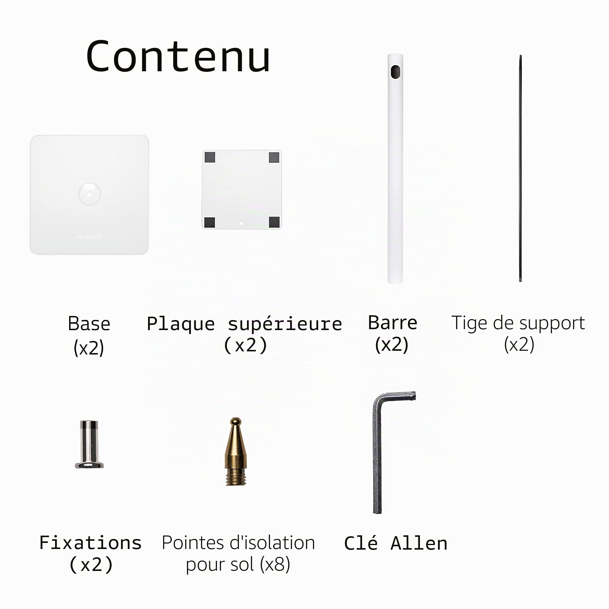 Fluance Paire De Supports D’Enceintes avec Construction Robuste, Pointes De Dérivation, Pieds en Caoutchouc, Gestion des Câbles Et Base Carrée – Blanc Mat