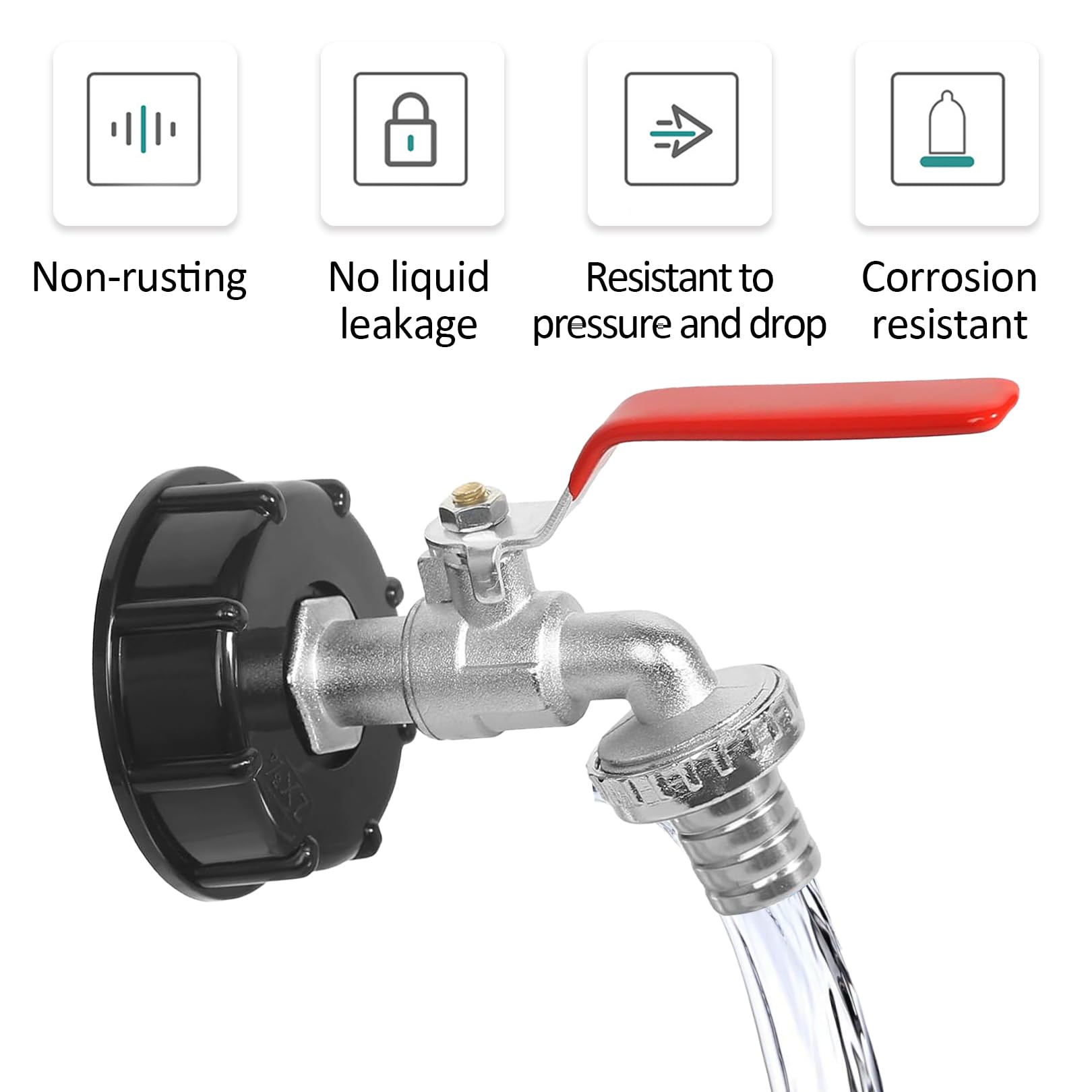 IBC zawór odpływowy 1/2" do zbiornika na deszczówkę 1000 l, akcesoria do zbiornika na wodę 3/4", z adapterem węża ogrodowego, akcesoria do zbiornika IBC, adapter do przyłącza