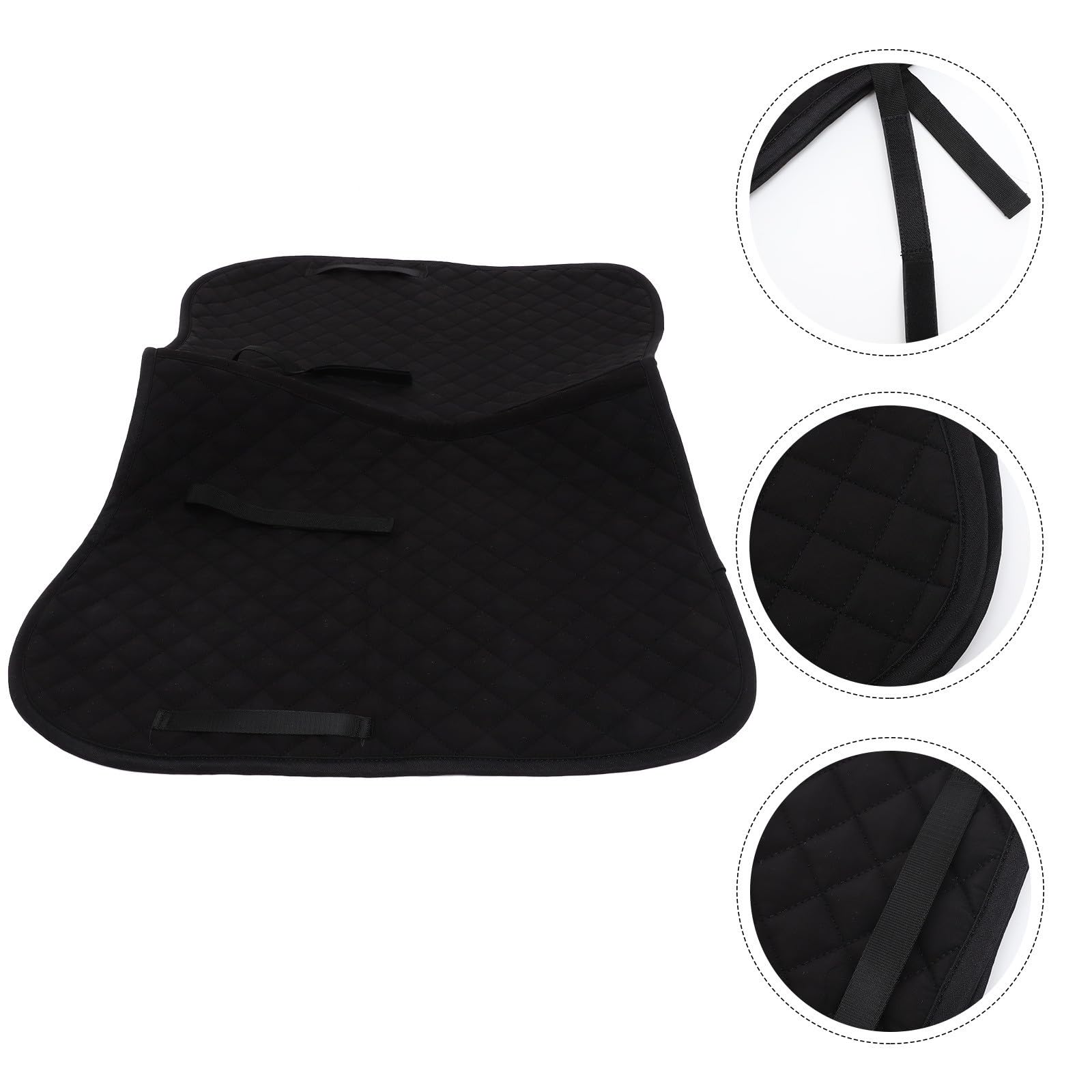 Almohadilla de Asiento Negro para Caballo Antideslizante , Cojín de Asiento Grueso de Eva , Algodón y Poliéster , Bien Acolchado , Fácil de Instalar y Quitar , para Caballo y