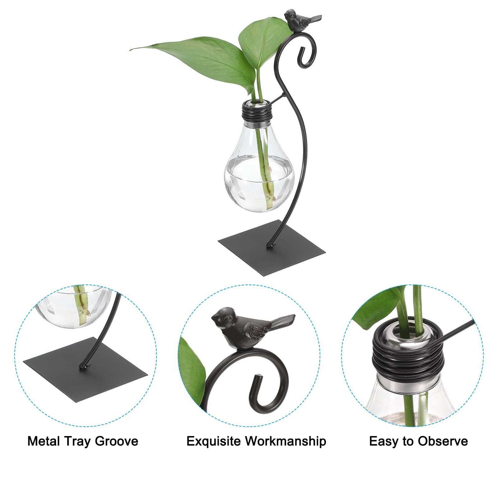 PATIKIL Bird Plant Propagation Station Glass Vases - Image 3