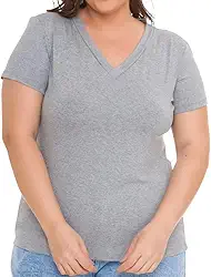 Blusa Básica Feminina Plus Size Viscolycra Decote V - Toque Macio, Modelagem Confortável e Secagem Rápida