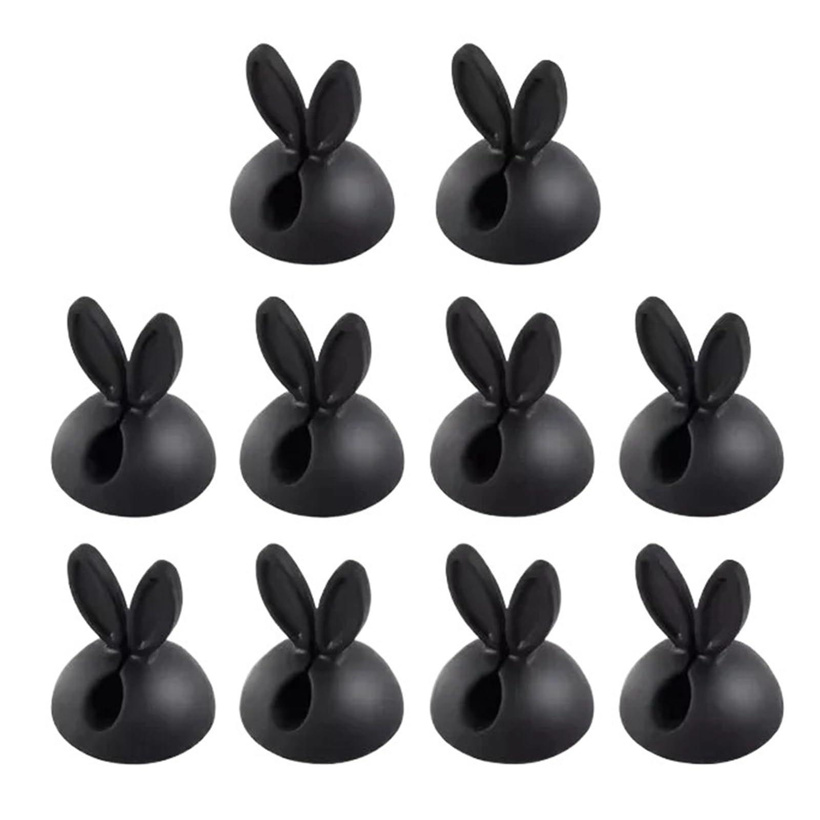Phone Cord Holder for nightstand 50PCS Cute Rabbit Ear Cable Manager Desktop Car Dashboard Charger Cables Clasp Clip Desk Line Organizer Bunny Ear Winder Holder(Black)