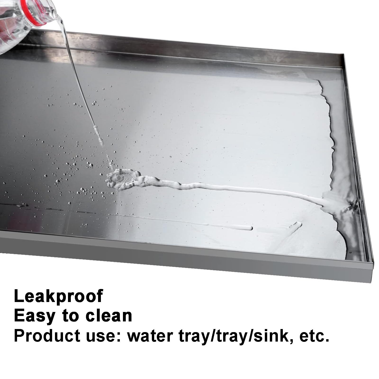 Auffangwanne Mit Ablauf, Rechteckige Edelstahl Wasserauffangschale, Hohe Auffangwanne Für Haushalt, Möbel Und Boden, Praktischer Wasserbehälter Für Küche, Pflanzen Und Badezimmer (80*60*5cm)