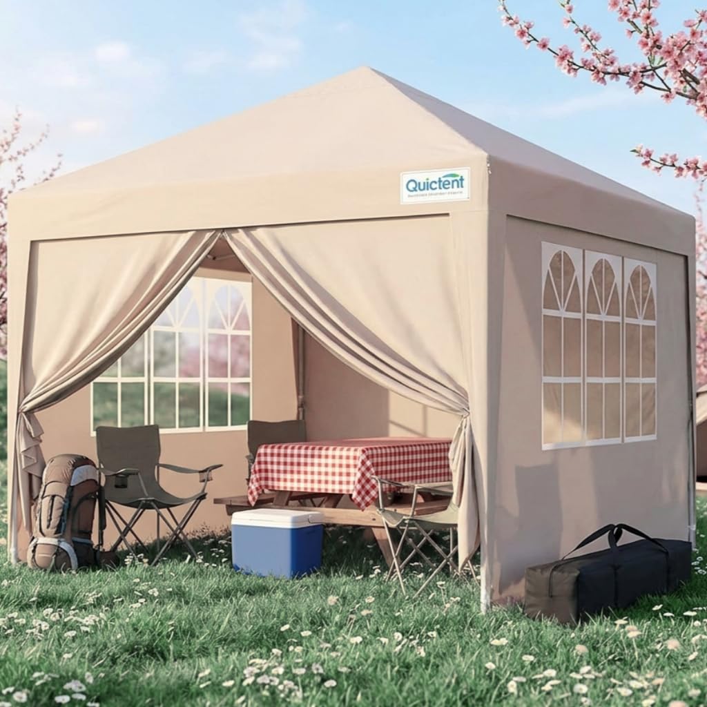Quictent Faltpavillon 3x3m wasserdicht | Partyzelt, Gartenpavillon, mit Seitenwänden, UV-Schutz 50+, Tragetasche inkl, Stahlrahmen, einfacher Aufbau