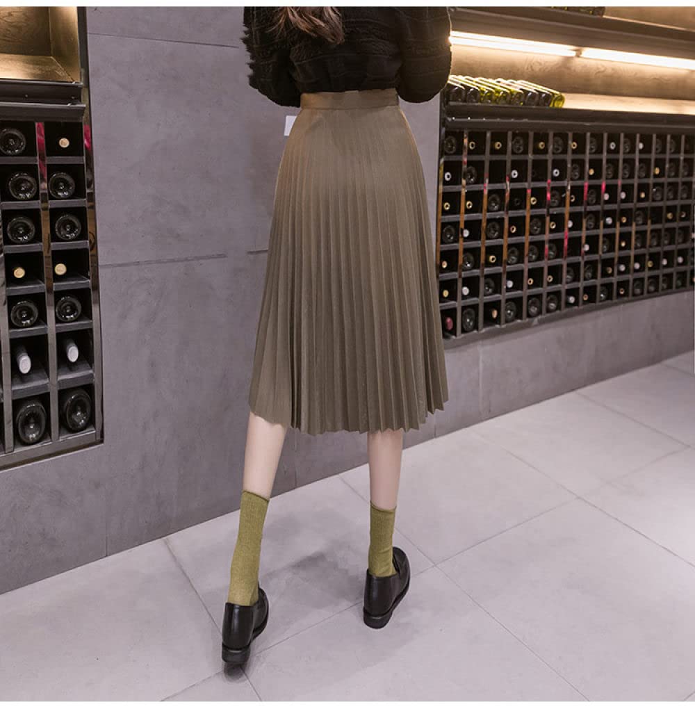 Faldas Mujer Reino Unido,Faldas Plisadas para Mujer Falda Midi Caqui De Talle Alto Cierre De Cremallera Trasera Falda Fruncida Elegante Falda Informal Cálida De(As Shown XL)
