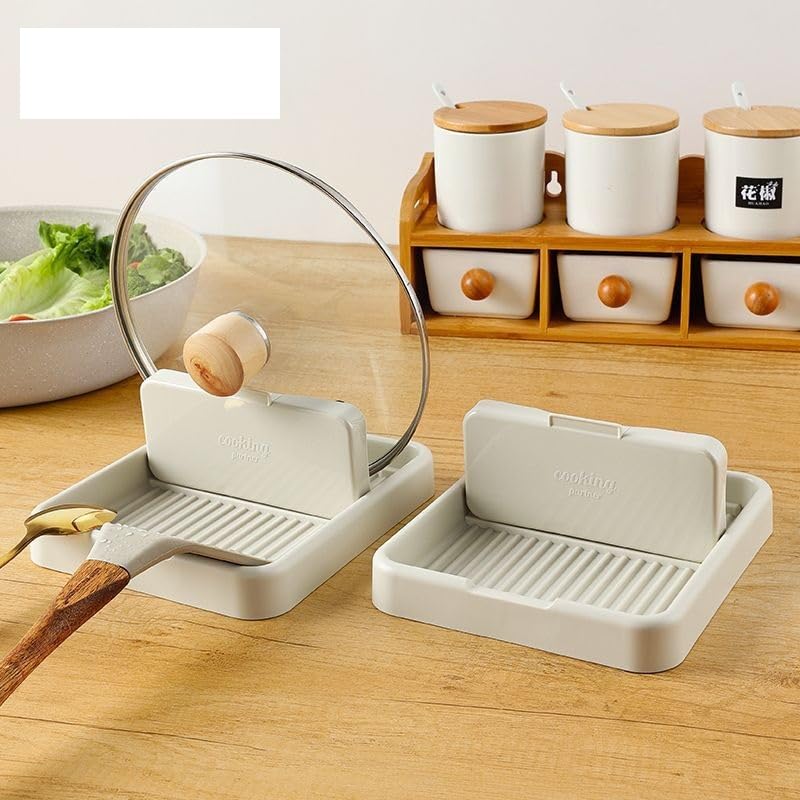 2 unidades de soporte para cucharas de cocina, soporte para cucharas con soporte para tapa, soporte para tapa de olla y cuchara, soporte multifuncional para utensilios de cocina