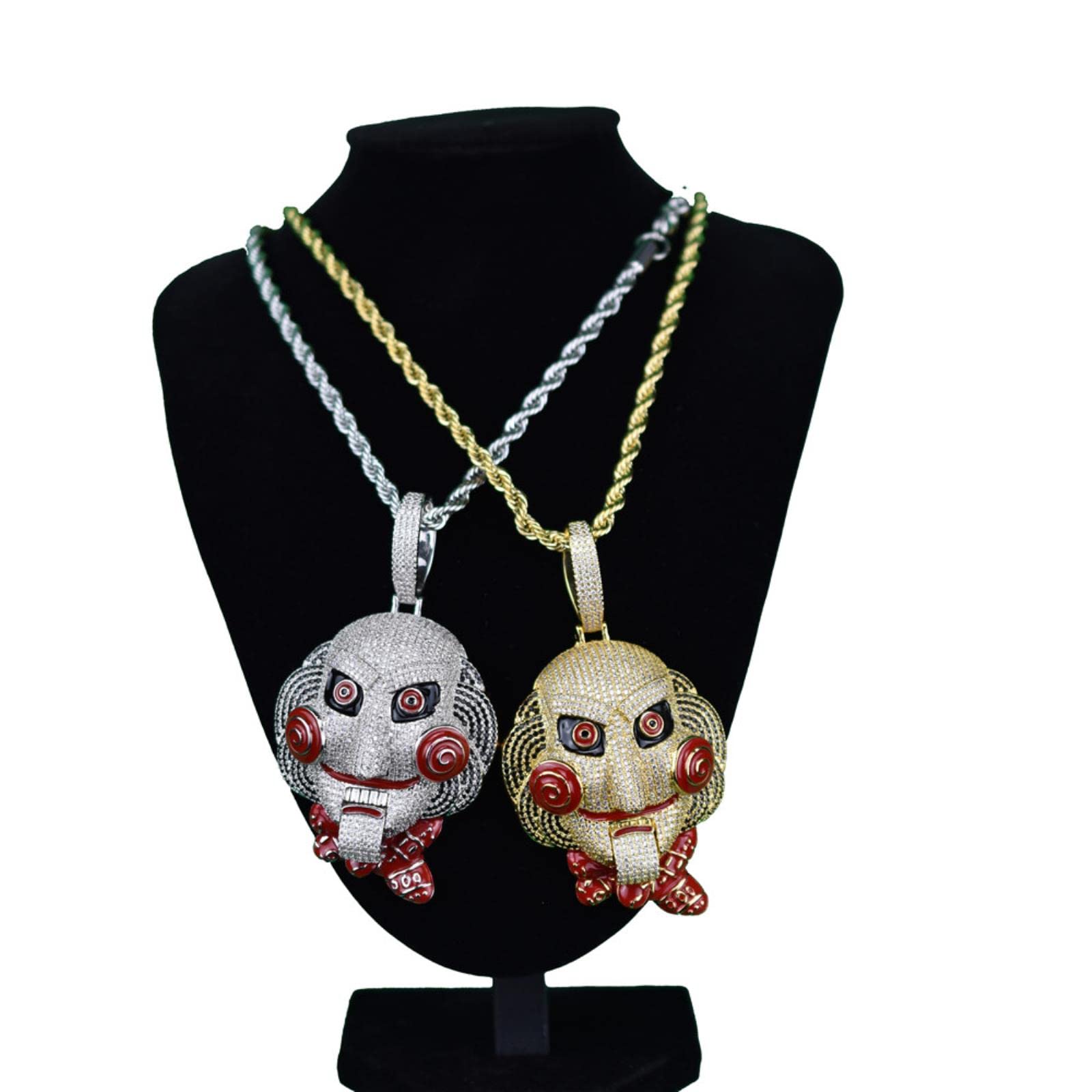 zxcs Hip Hop Chunky Catena Clown Collanes Collane e Pendenti Gioielli Collana-Silver Plated,18 inch Cuban Chain