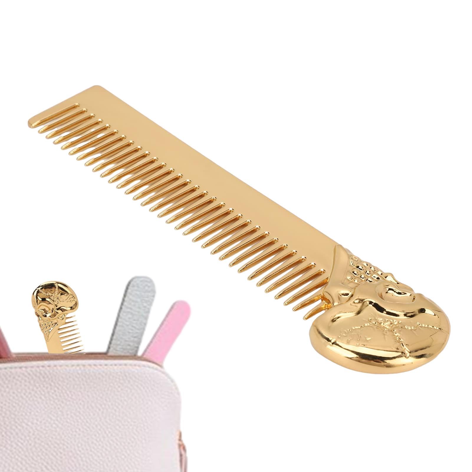 Mustache Comb | Skull Pattern Mustache Pocket Comb,Hair Styling Com, Zinc Alloy Beard Comb for Mens Grooming, Travel and Home Care
