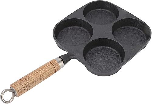 Sartén de huevo de 4 tazas, con mango de madera para tortitas de desayuno, tortillas, sartén antiadherente para cocina casera
