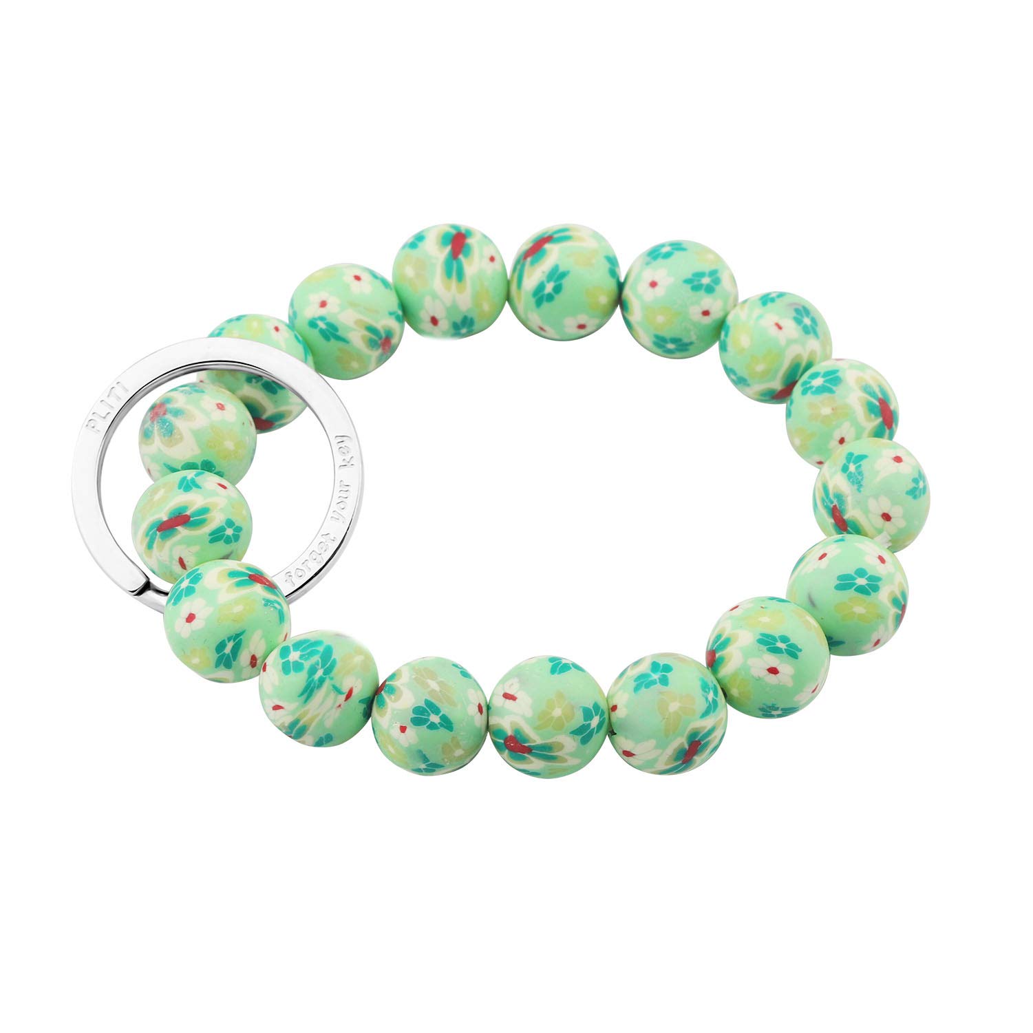 PLITI Wrist Keychain Bracelet Handsfree Functional Keychain on Your Wrist Elastic Key Bracelet Polymer Clay Beads for Keys