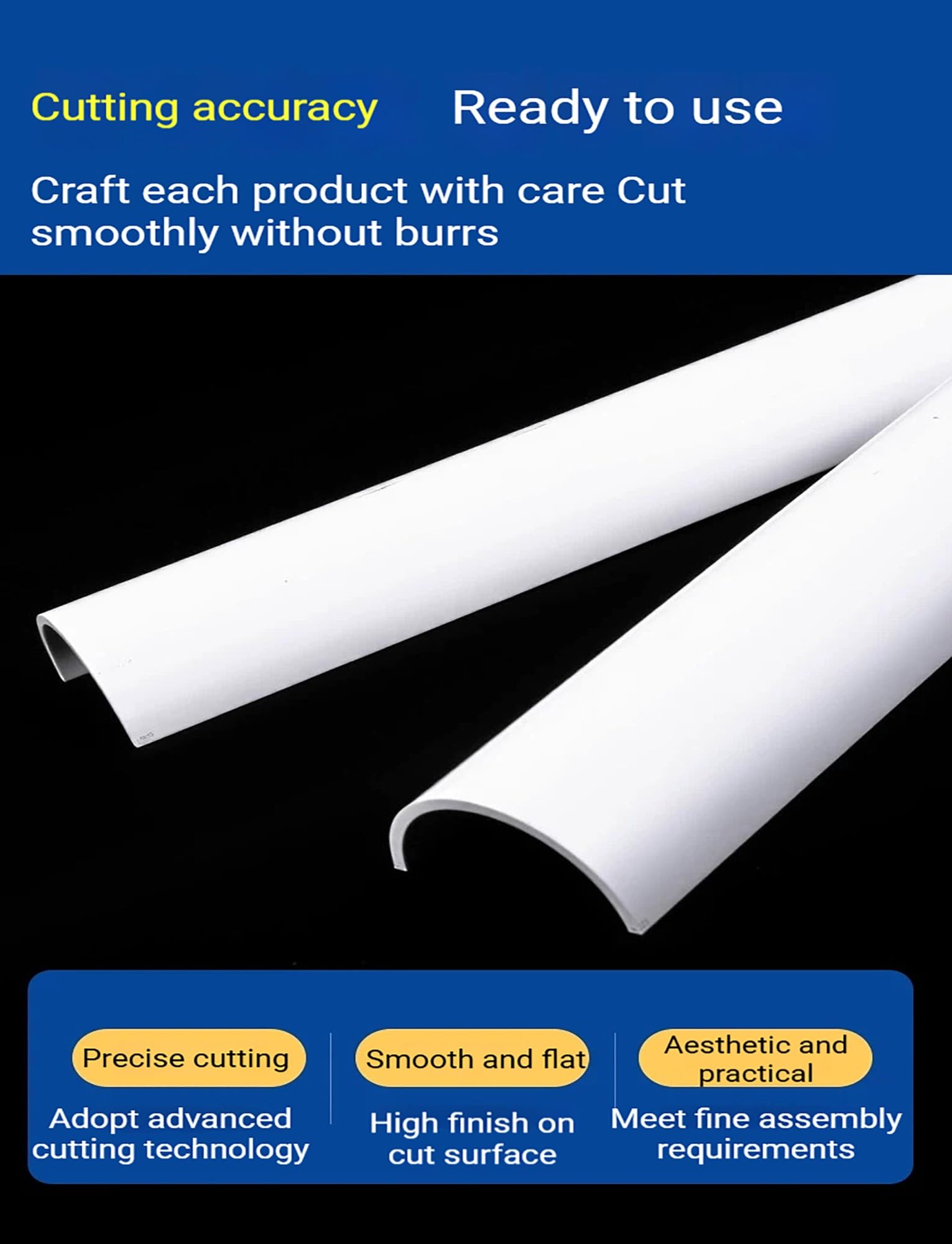 Tubo PVC Semicircular, Canal U Drenaje y Suministro Agua | Tubería engrosada con canal en U for drenaje, riego, conducción de agua y proyectos(100cm(39in),6.3cm(2.5in)-2mm)