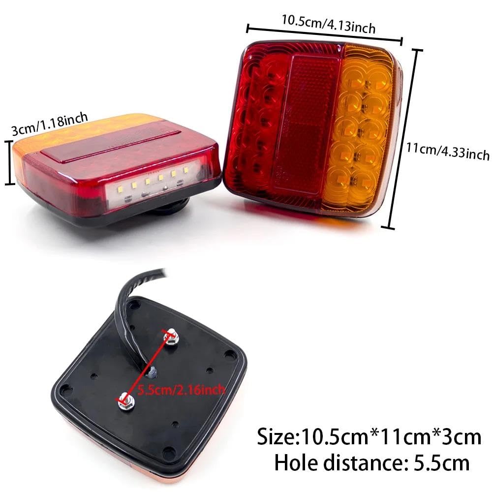 Générique Feux Stop 1 ensemble 12V remorquage arrière remorque feu 16 LED 10m câble 7 broches frein arrêt plaque d'immatriculation lampe lumières Feux Circulation