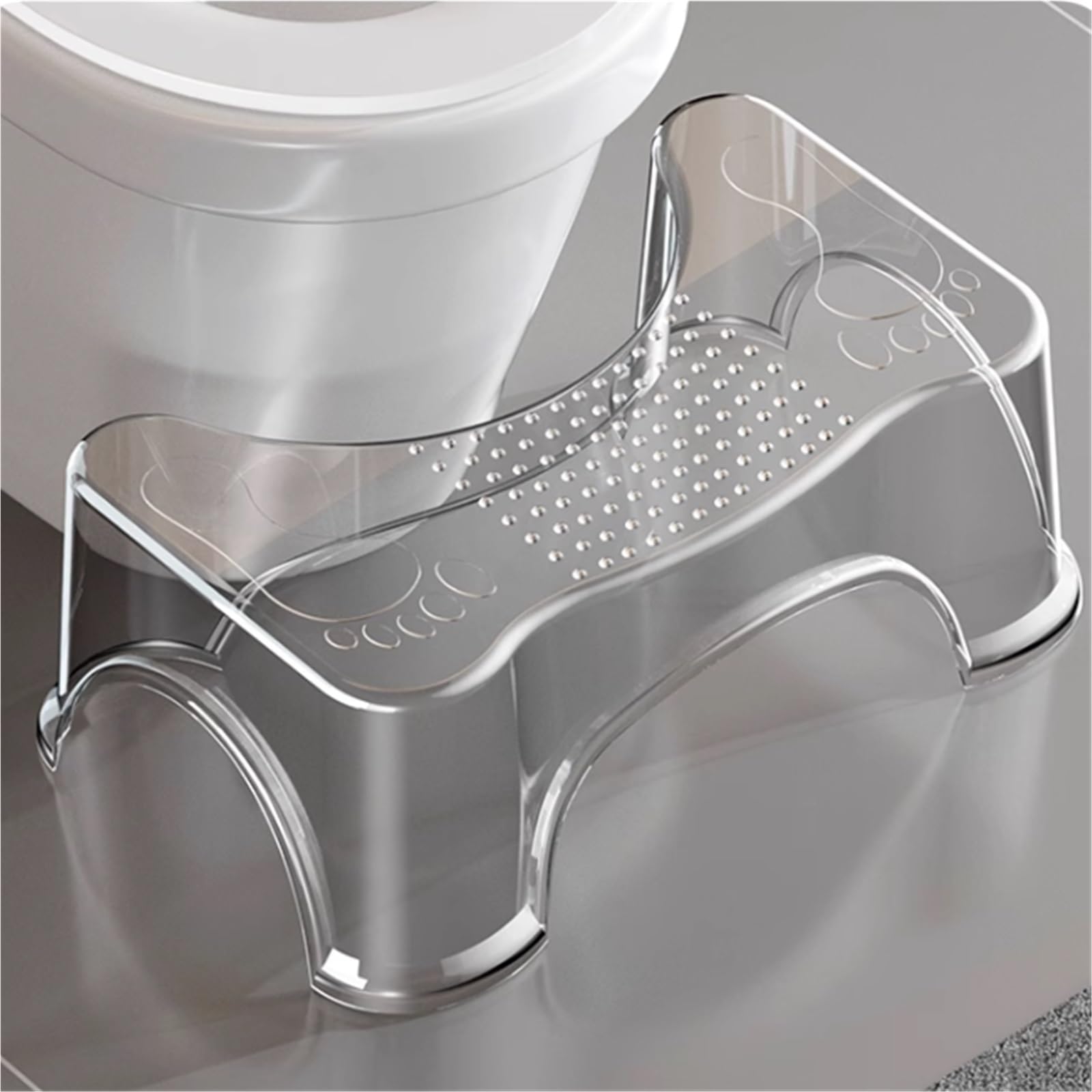 Sgabello vasino for Fare la Cacca, plastica, Sgabello poggiapiedi Trasparente for Bagno, Facile da riporre, Sgabello WC for Adulti Antiscivolo, Quadrato, for Adulti e Bambini(A)