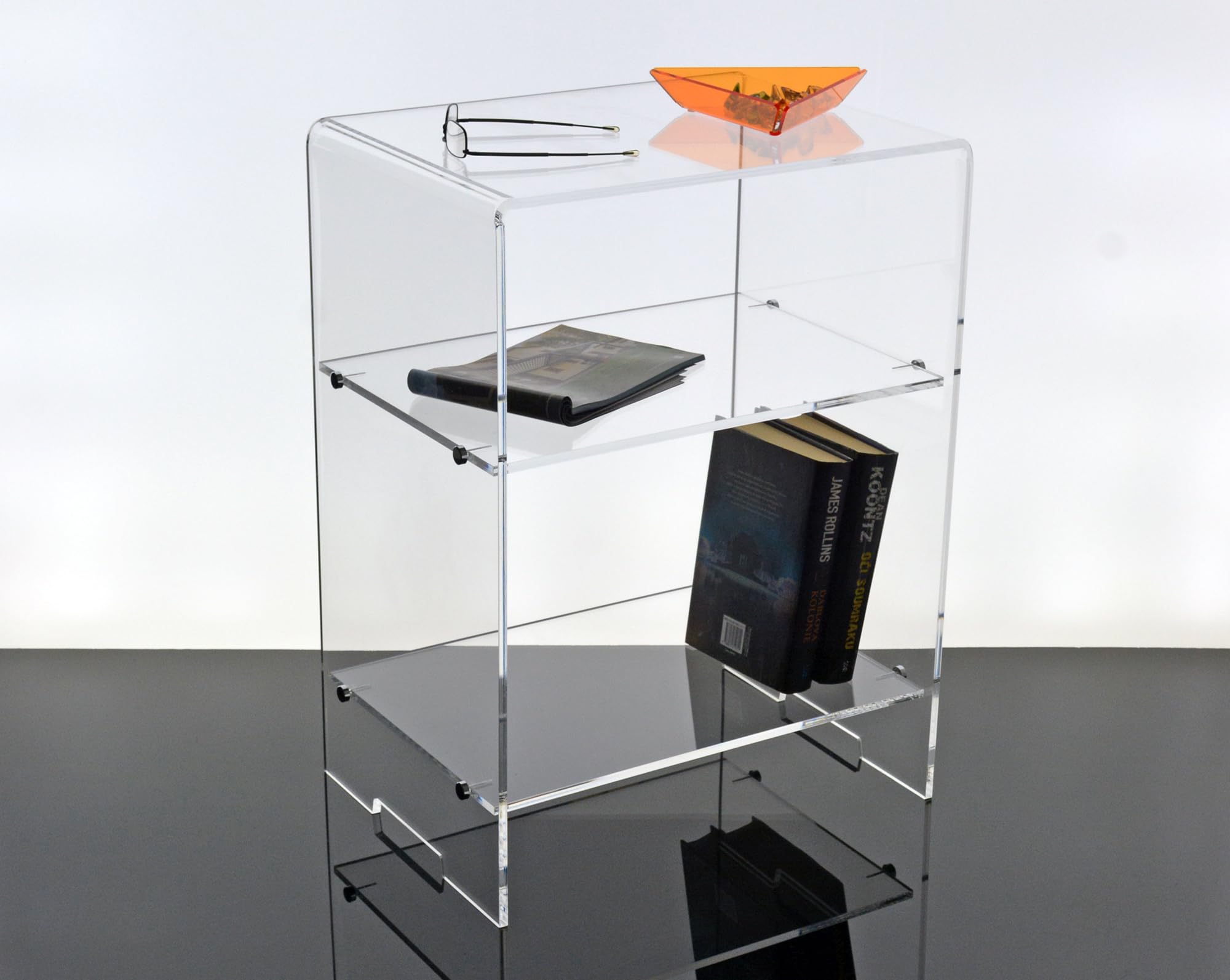 Mobiletto Vetrinetta In Cristallo Acrilico Con Ruote - 4 Ripiani, Design Moderno Made In Italy - Foto 2