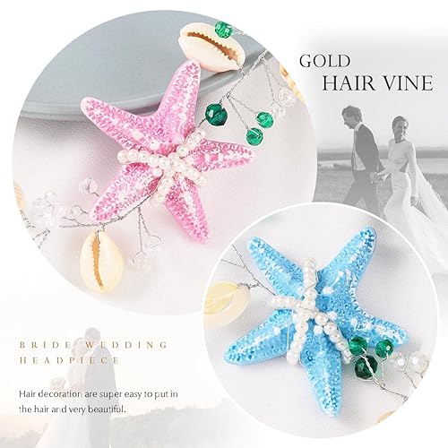 Miniatura 5 de Yean Diadema de boda de estrella de mar, accesorios de novia, disfraz de concha de mar morada, tocado de vid para mujeres y niñas
