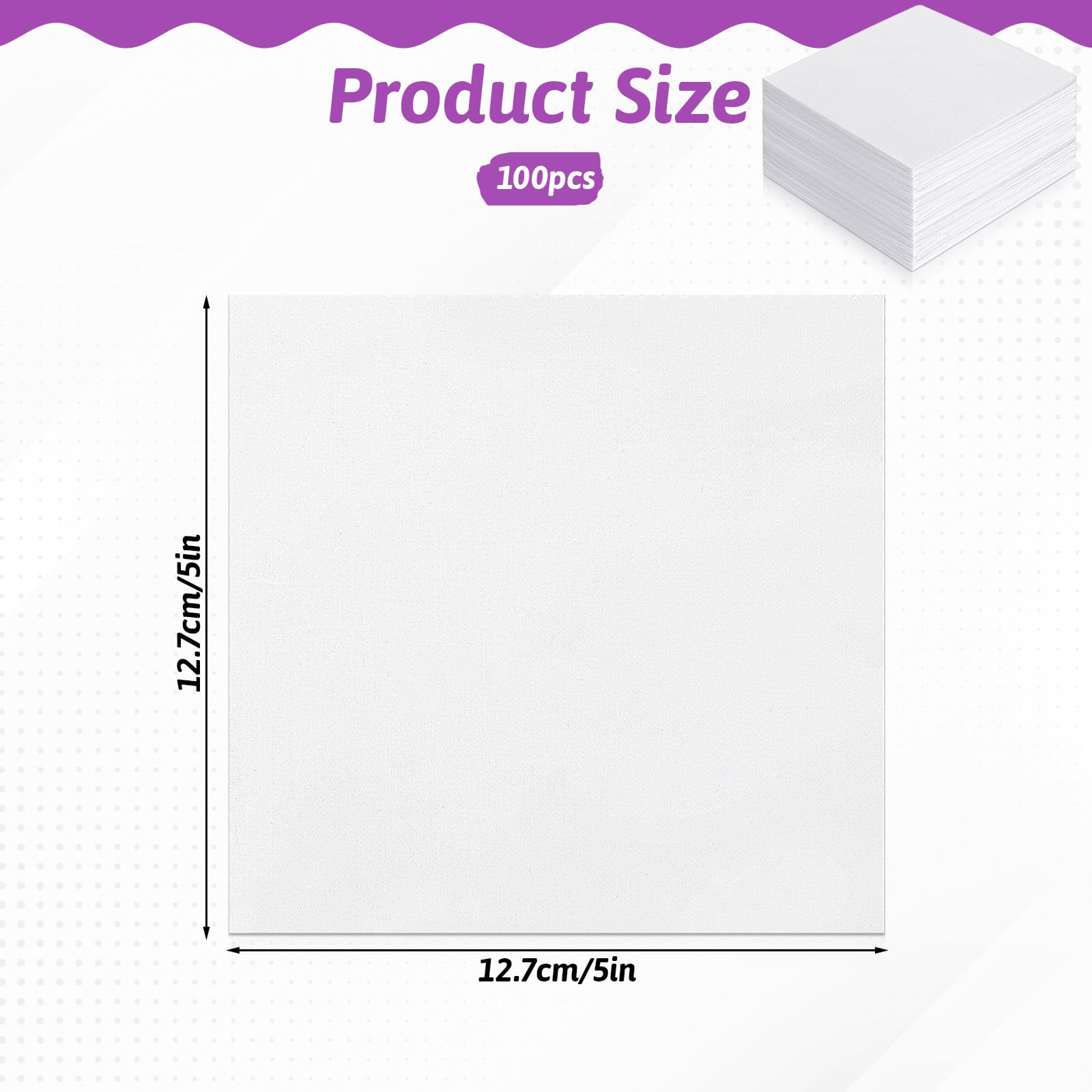100 Pcs 5-inch Cotton Fabric Squares, Precut Quilting Squares Charm Packs Solids White, 5″ Precut Cotton Fabric Square for Beginners DIY Sewing Embroidery Patchwork Scrapbooking Craft — view 2