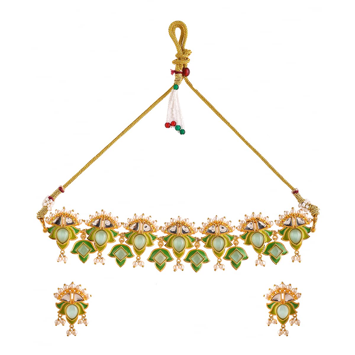 VOYLLA Forever More Green Stones and Pearls Enamelled Jewellery Set (B0C61ZVF7C) Amazon Price History, Amazon Price Tracker
