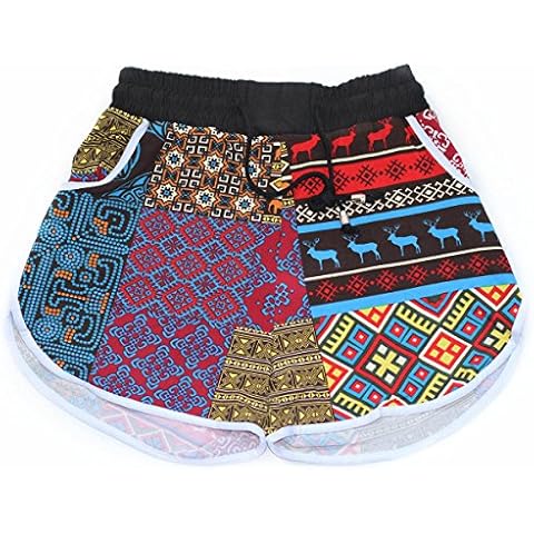 Glass House Apparel Women's Summer Casual High Waist Beach Shorts (Small/Medium, Boho Black) Cover