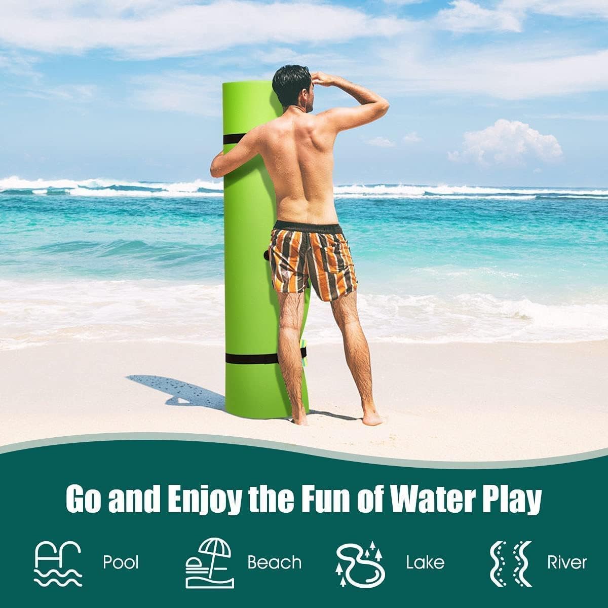Tappetino Galleggiante per Acqua, materassino Galleggiante per Acqua, materassino Galleggiante Portatile Arrotolabile, per Lago, Fiume, Spiaggia, Piscina
