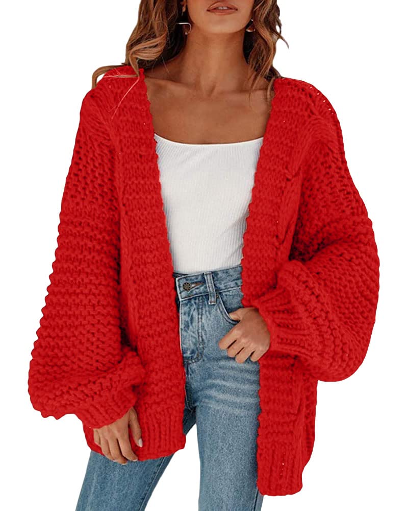 Remikstyt Womens Chunky Cardigan Cable Knit Oversized Open Front Cardigan Sweaters