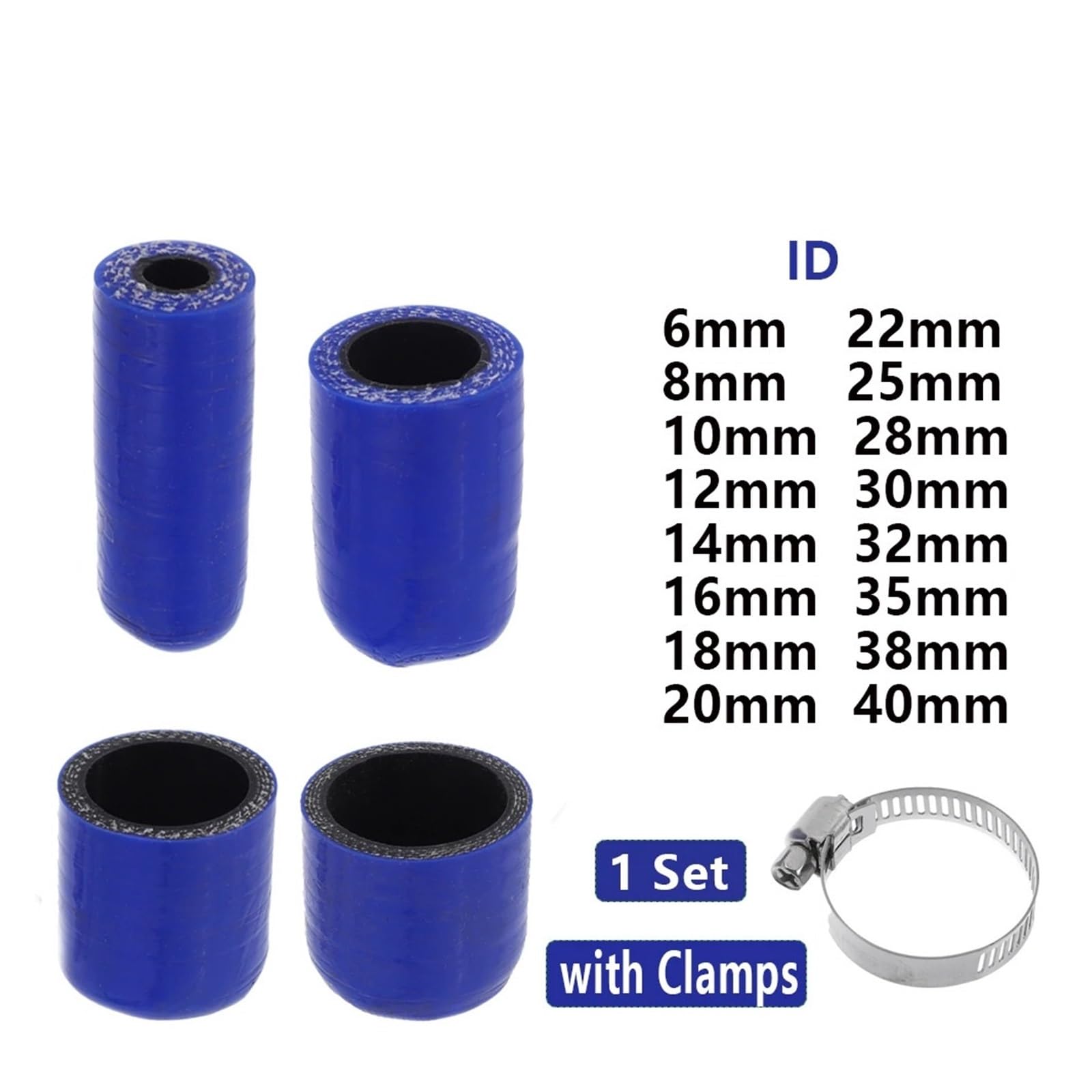 tuyau de refroidissement du radiateur Ensemble de bouchons d'extrémité de tuyau en caoutchouc silicone, diamètre intérieur de 6 à 40 mm, longueur de 40 mm, avec colliers de serrage(32mm ID)