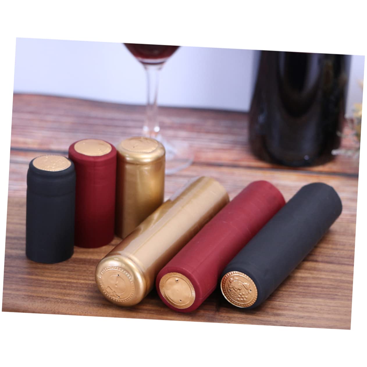 BRIGHTFUFU Heat Shrinkable Rubber Cap Seal Wine Bottle Cover Tear-off Tab 200pcs Set