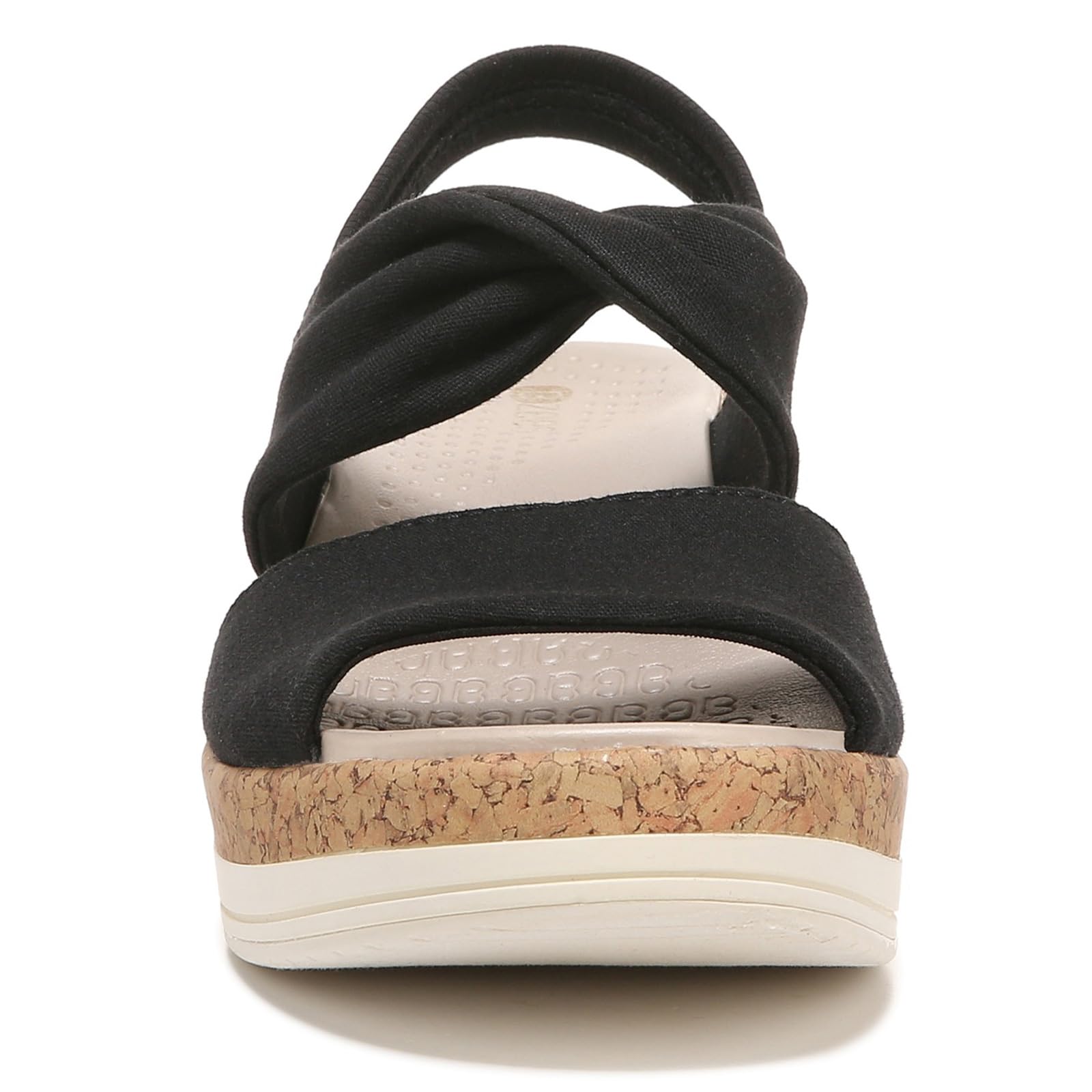 BZees Women's Remix Slingback Wedge Sandal, Black Linen, 8