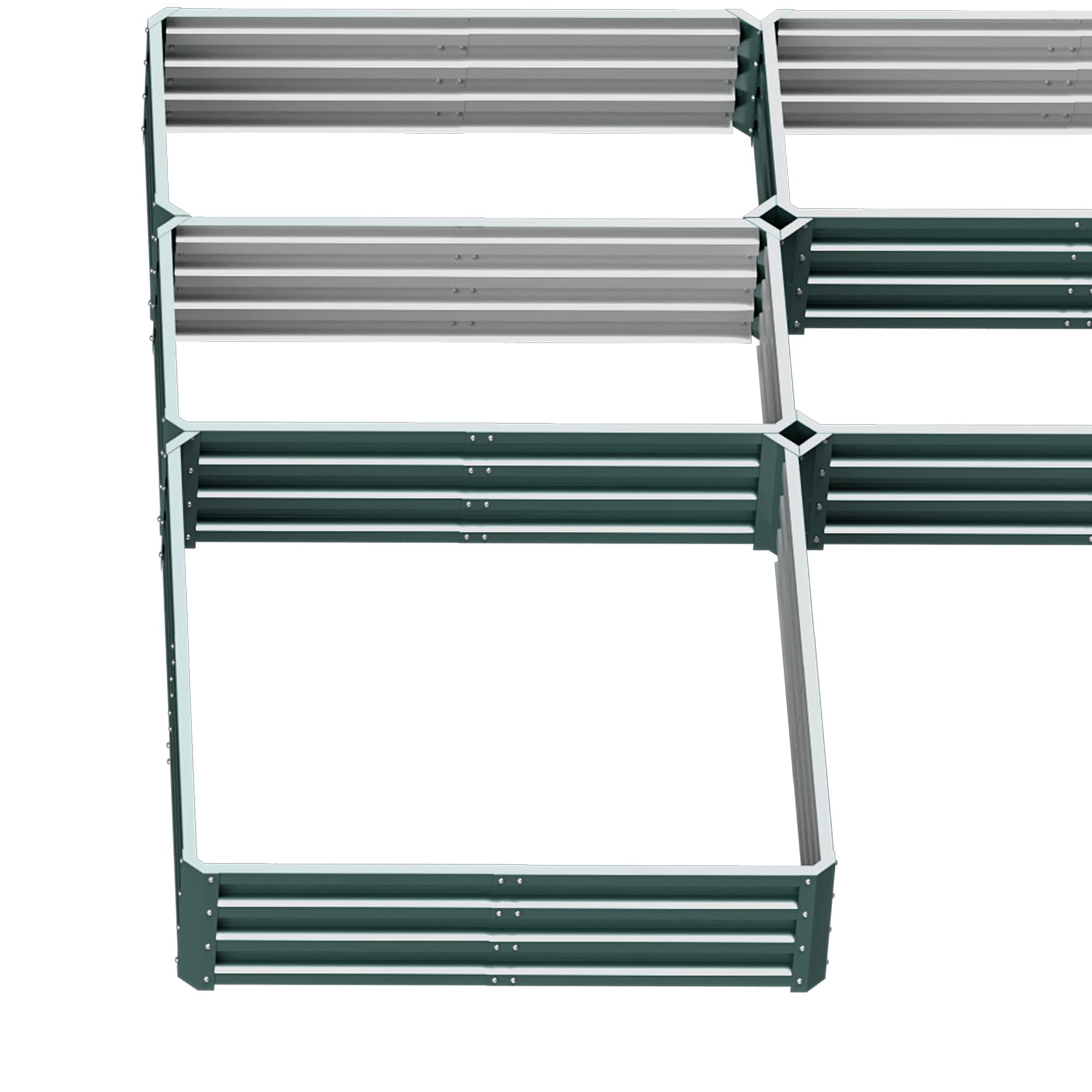Outsunny Jardinière Carré Potager de Jardin 245L x 242l x 31H cm Vert | Modulable En Acier, Ensemble de 5 Jardinières, pour Légumes, Plantes, Fleurs